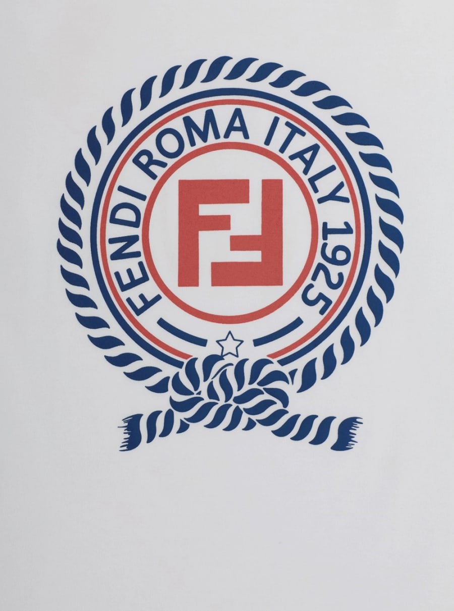 Fendi kids T-Shirt Bianco - T-Shirt con Logo a Stampa sul Fronte - In Cotone - Unisex, view 3