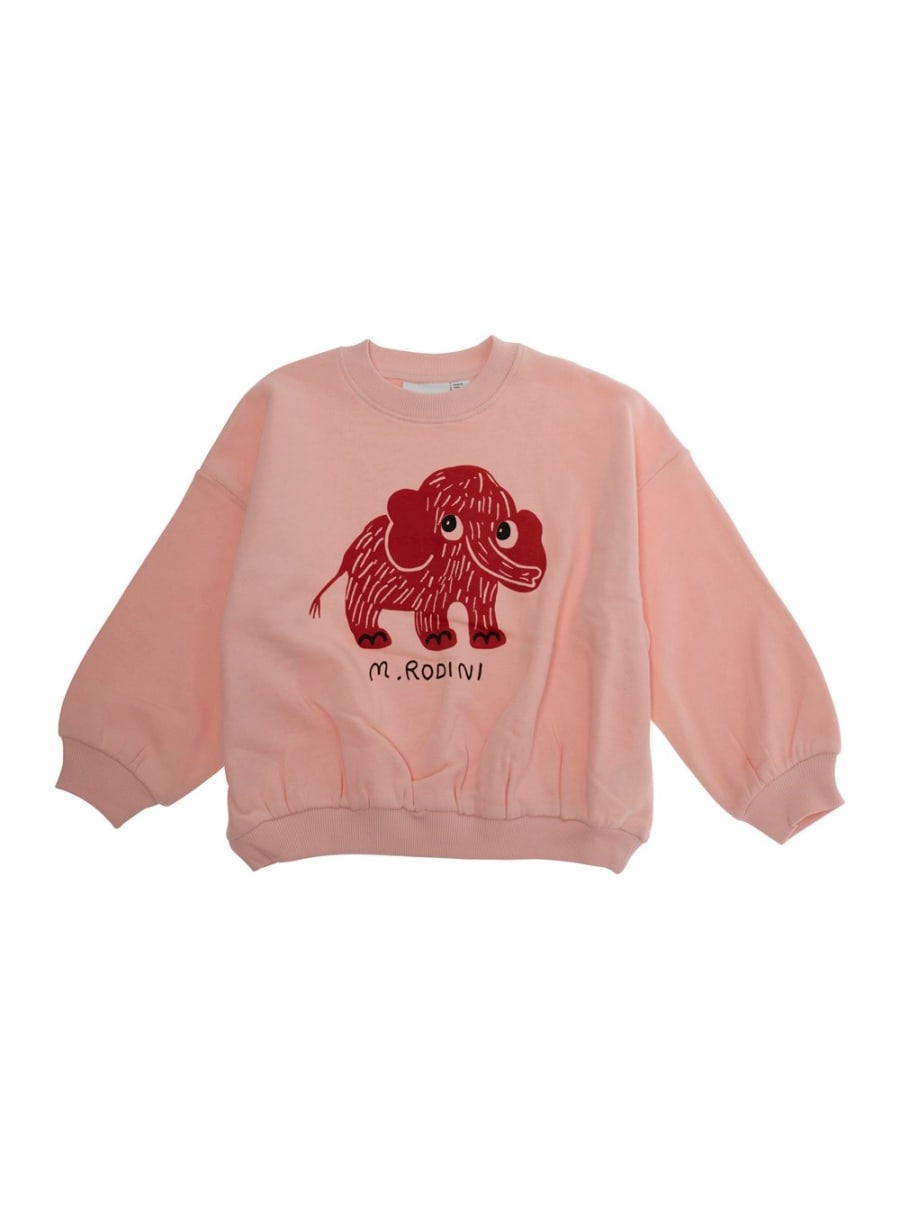 Mini rodini kids Felpa Girocollo con Maxi Stampa sul Fronte in Cotone Rosa Baby