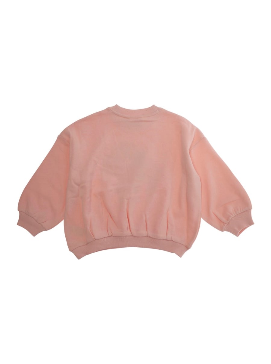 Mini rodini kids Felpa Girocollo con Maxi Stampa sul Fronte in Cotone Rosa Baby, view 2