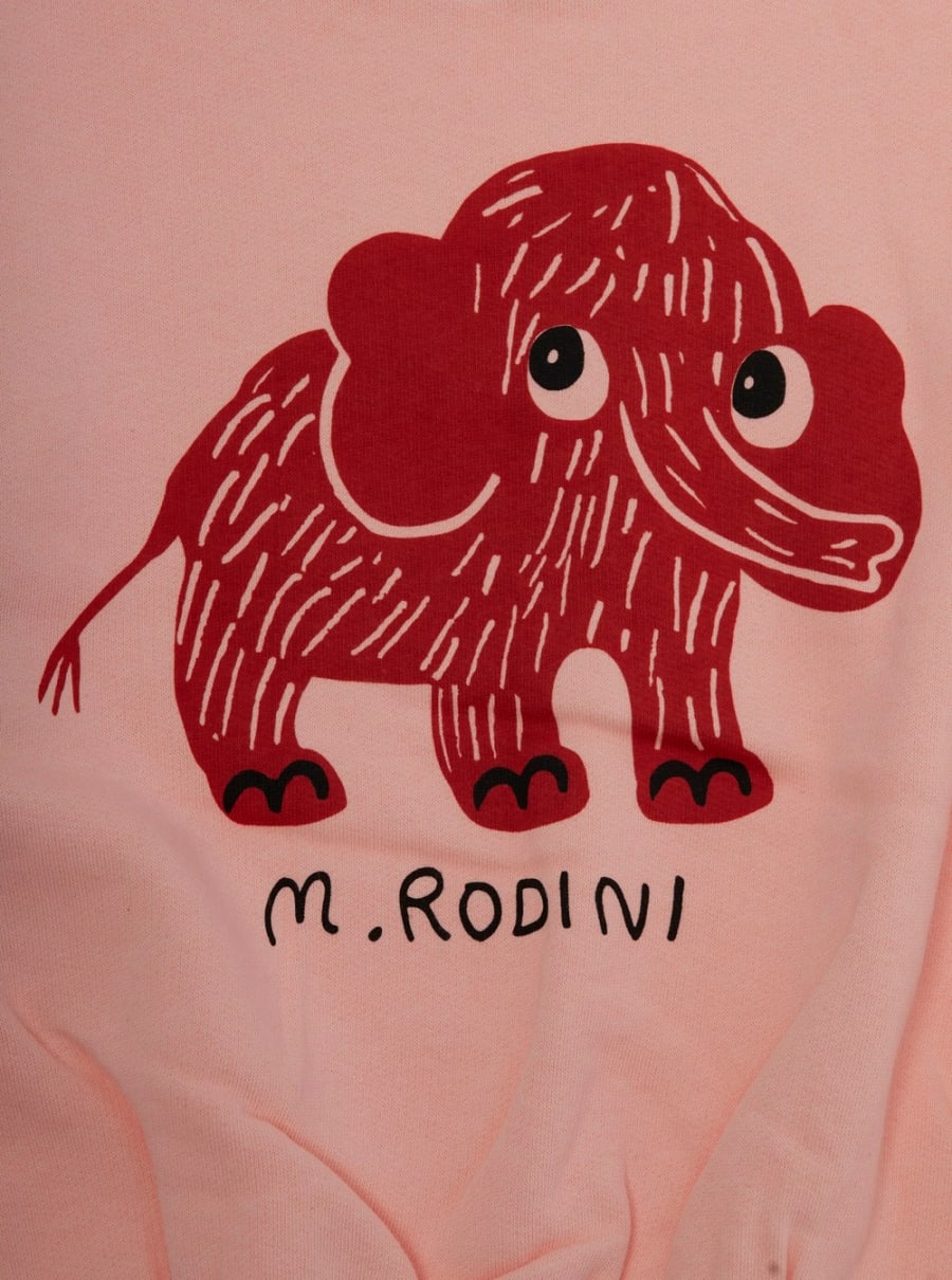 Mini rodini kids Felpa Girocollo con Maxi Stampa sul Fronte in Cotone Rosa Baby, view 3