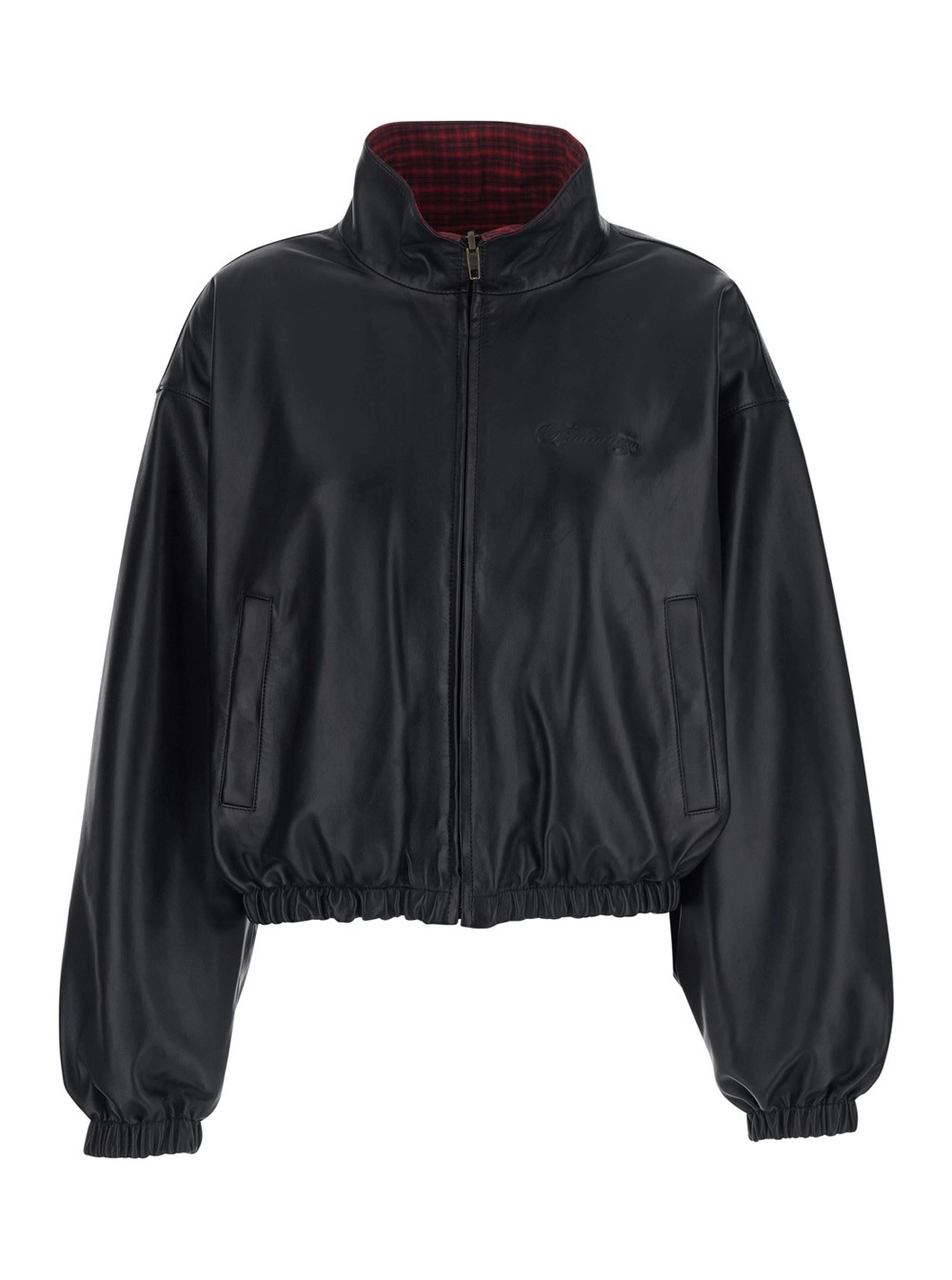 Balenciaga Giubbotto con Logo sul Fronte e Design Reversibile in Pelle Nero Donna