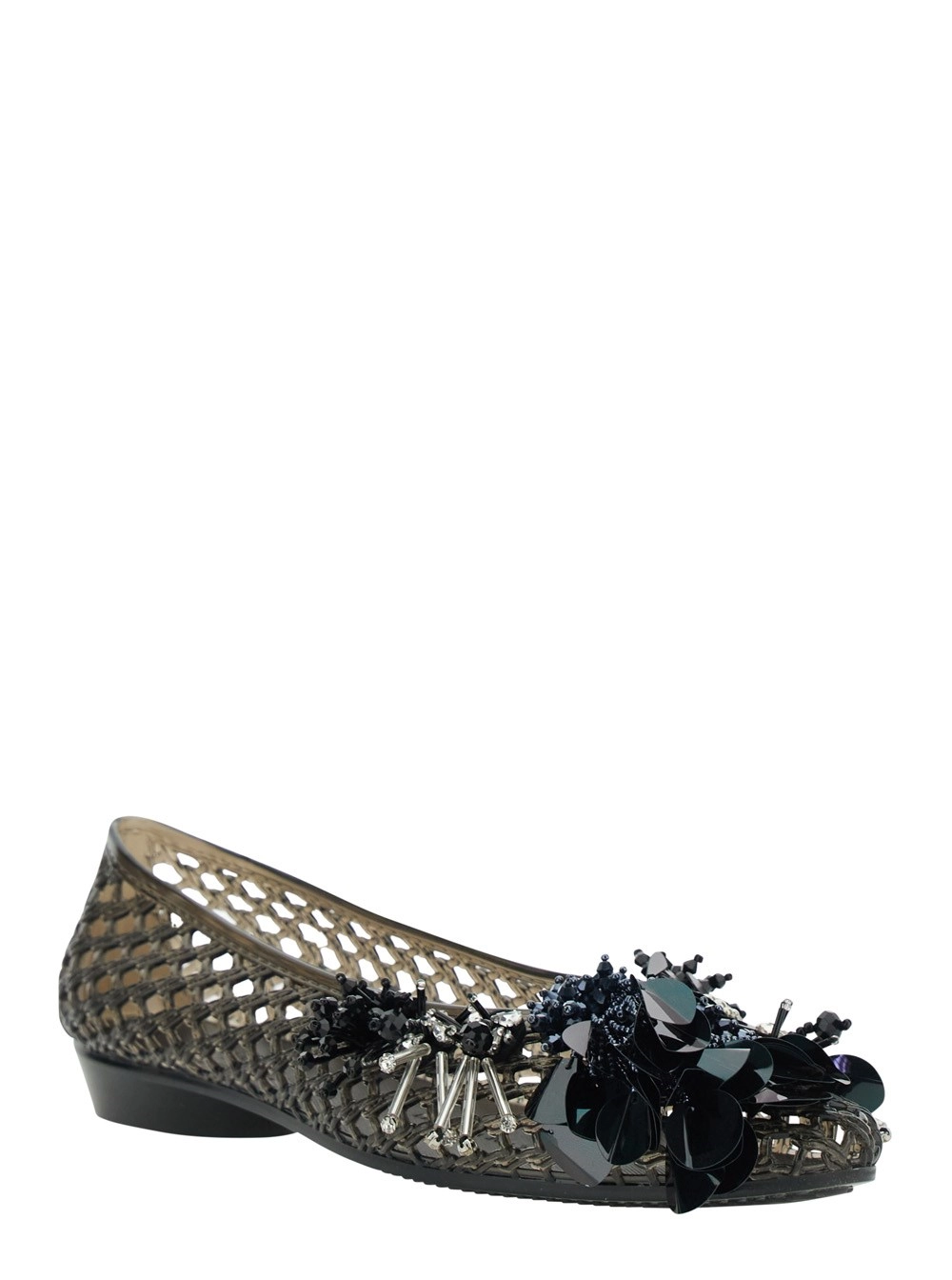 Heavenly jelly Ballerine 'Glam Jelly' con Dettagli con Strass sul Fronte in Tessuto Tecnico Nere Donna, view 2