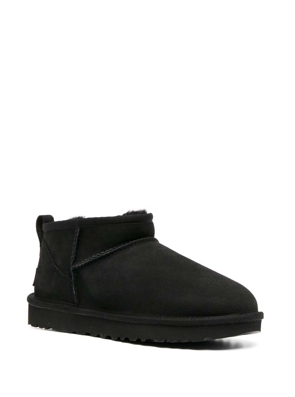 UGG Stivali Neri 'Ultra Mini' in Camoscio Donna, view 2