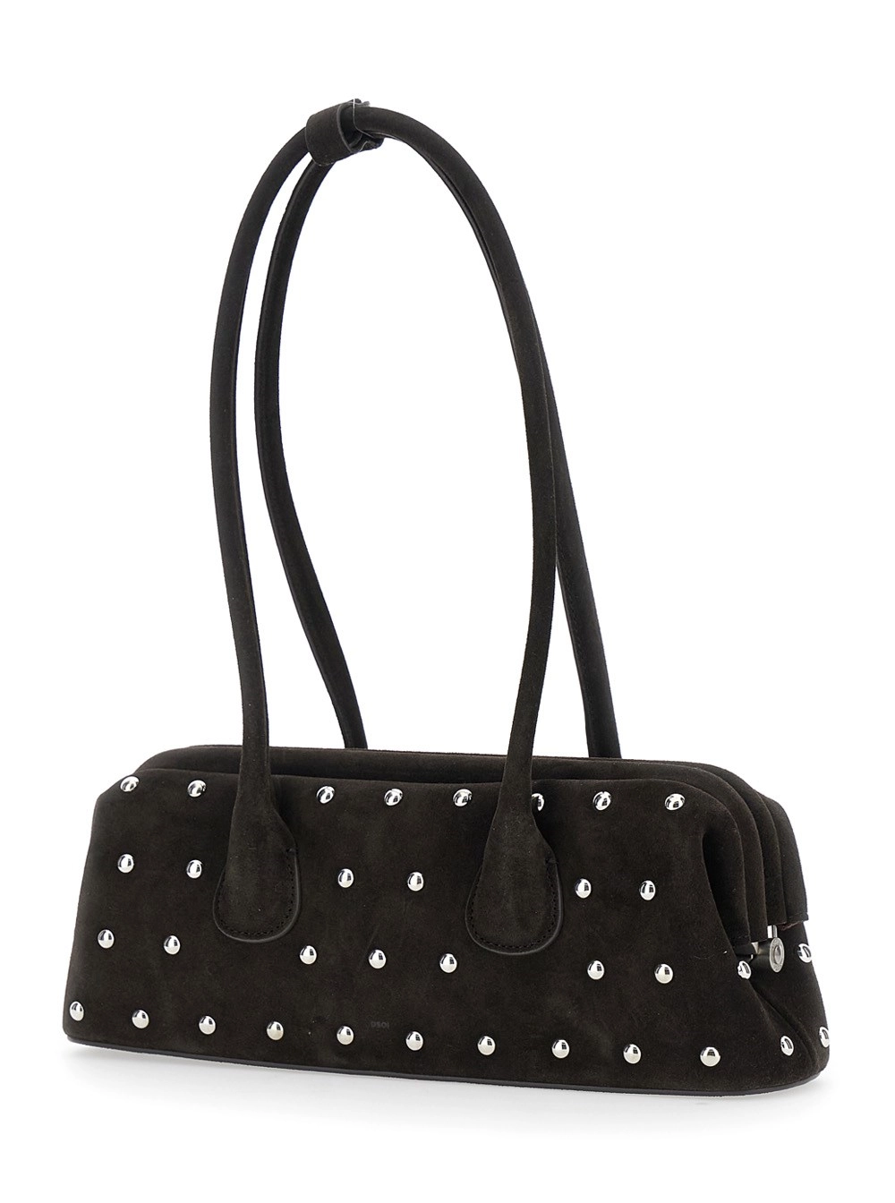 Osoi Borsa a Spalla 'Boat Wide Mini' con Manici Tondi e Perline Applicate All-Over in Suede Marrone Donna, view 2