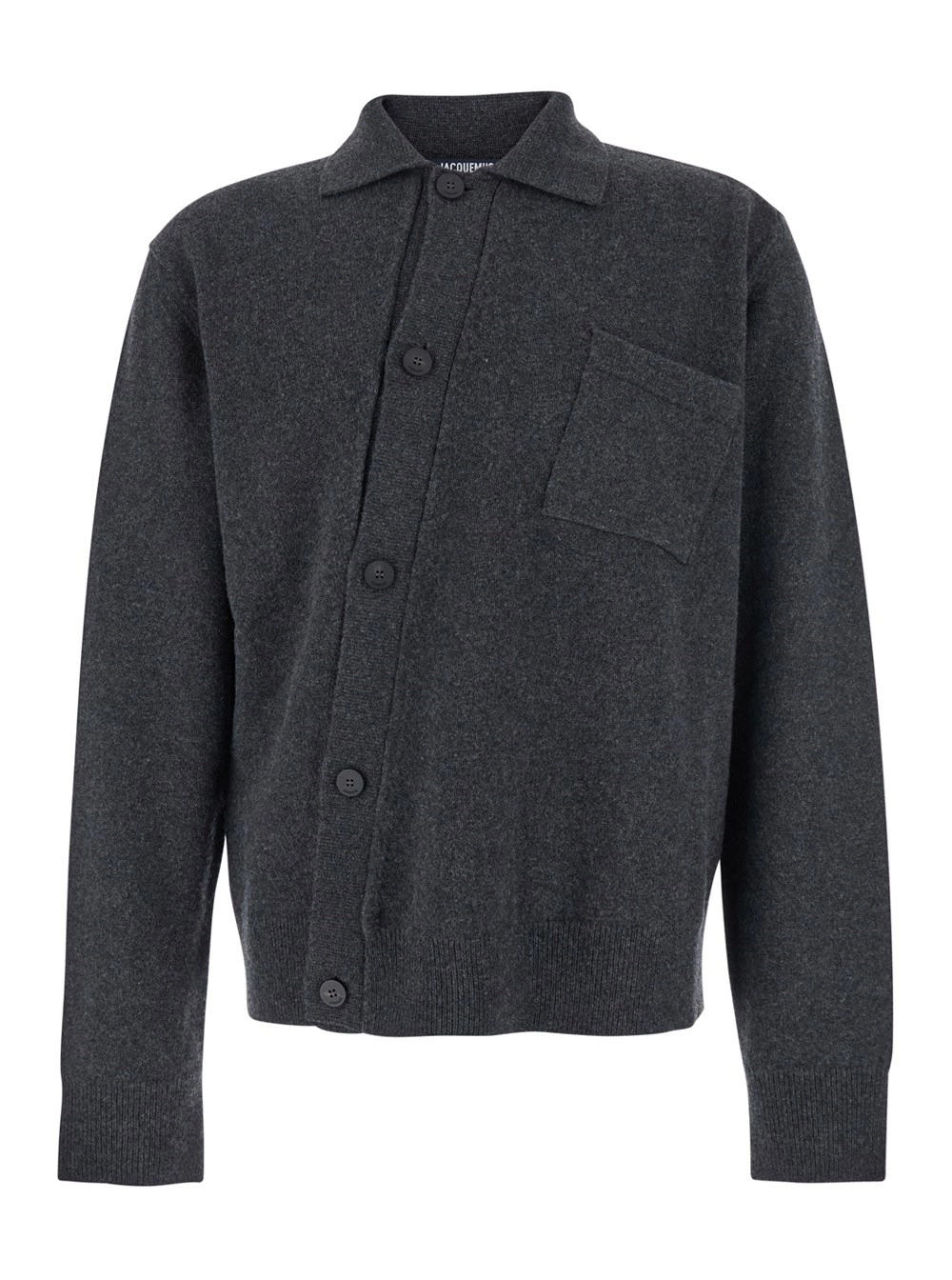 Jacquemus Cardigan con Design Asimmetrico in Lana Grigio Uomo