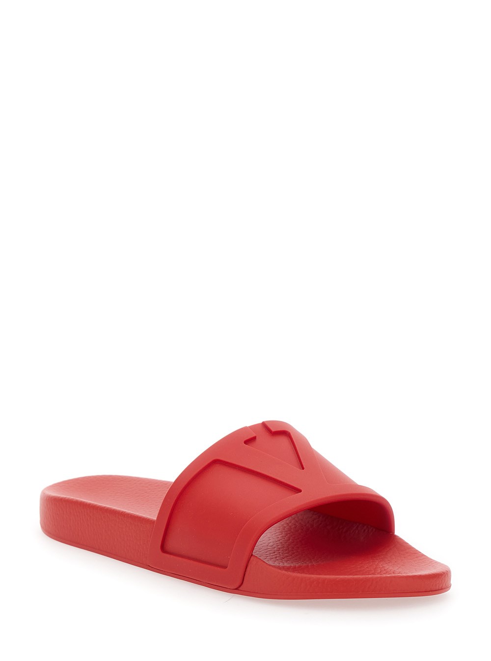 Valentino Garavani Sandali con Punta Aperta e Logo Impresso in Gomma Rossi Uomo, view 2