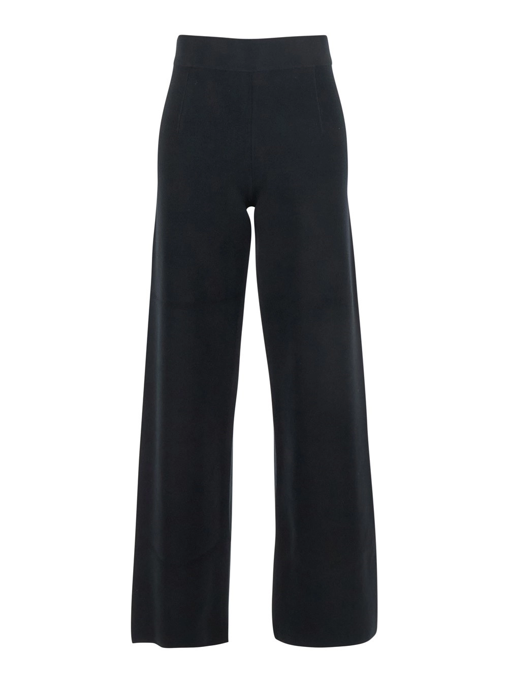 Max Mara Studio Pantalone 'Marzia' a Palazzo con Vita Elasticizzata e Gamba Ampia in Misto Viscosa Nero Donna