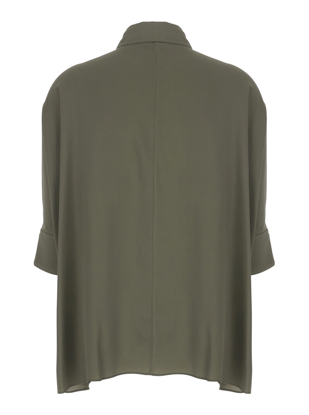 Leplain Camicia in Seta con Colletto Classico e Chiusura con Bottoni Nascosti sul Fronte Verde Donna, view 2