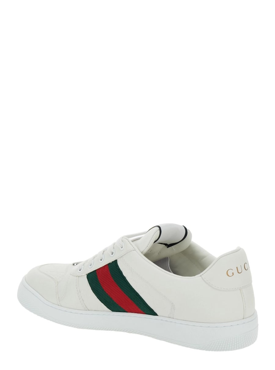 Gucci Sneaker Basse 'Screener' con Dettaglio Web in Pelle Bianca Uomo, view 3
