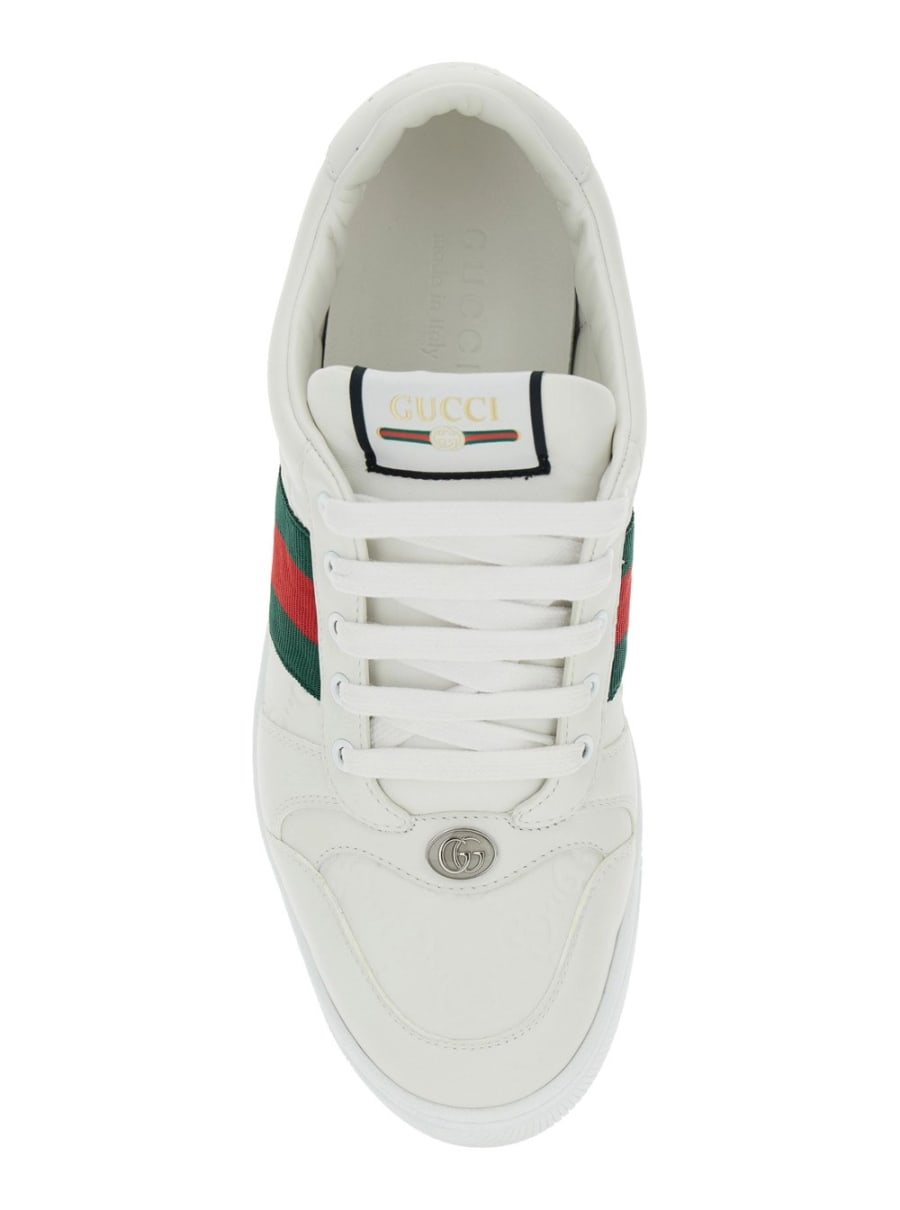 Gucci Sneaker Basse 'Screener' con Dettaglio Web in Pelle Bianca Uomo, view 4