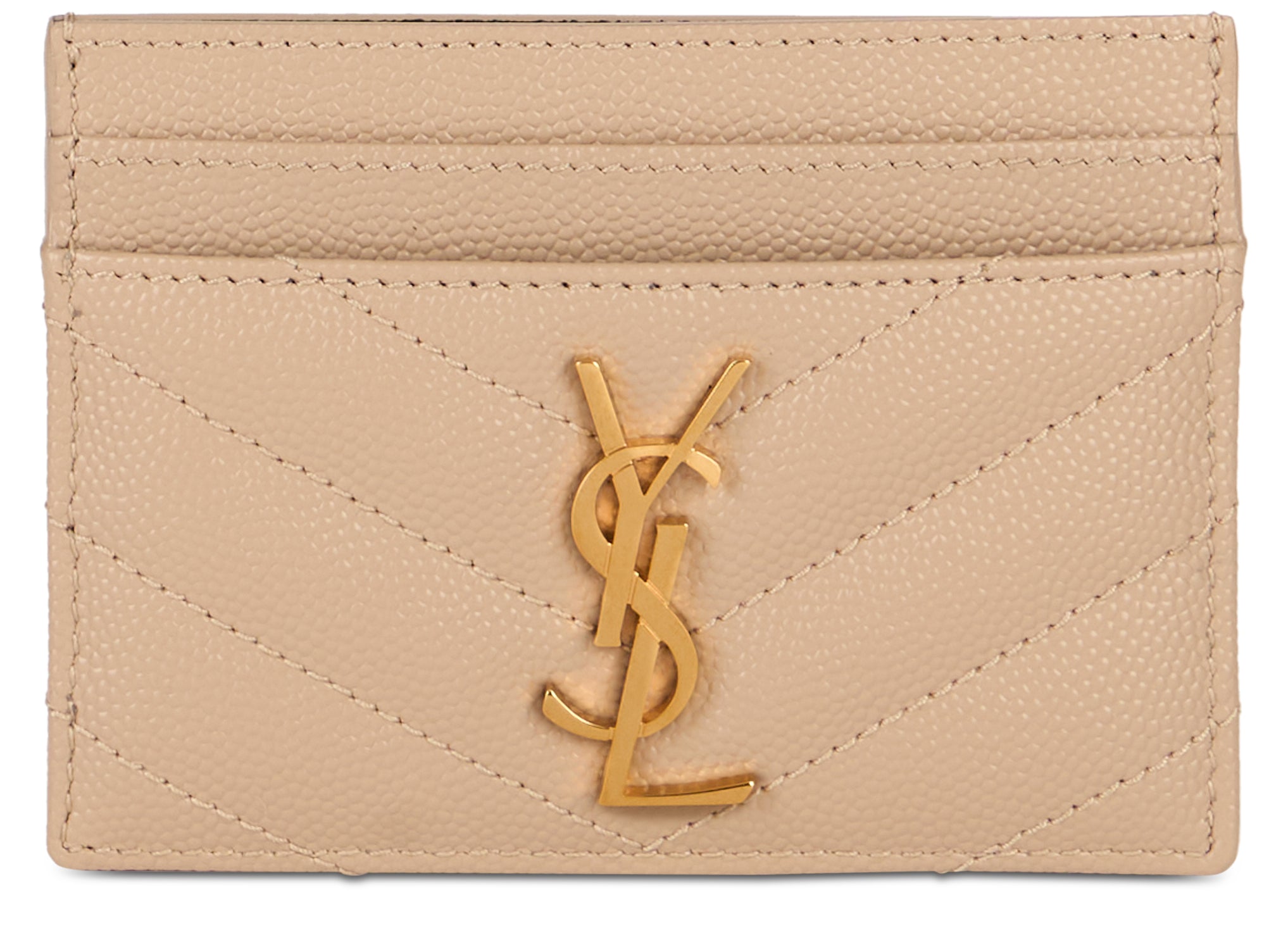 Saint Laurent Portacarte in pelle matelassé con logo