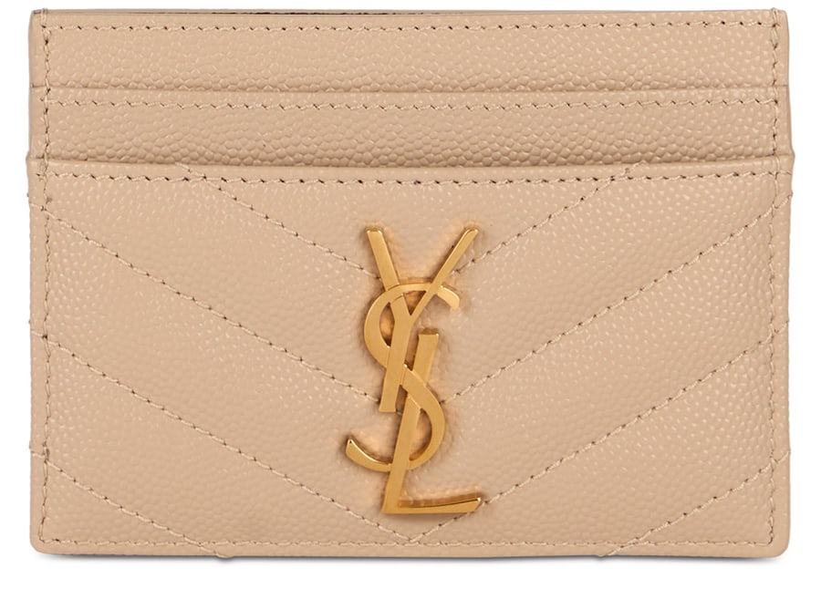 Saint Laurent Portacarte in pelle matelassé con logo