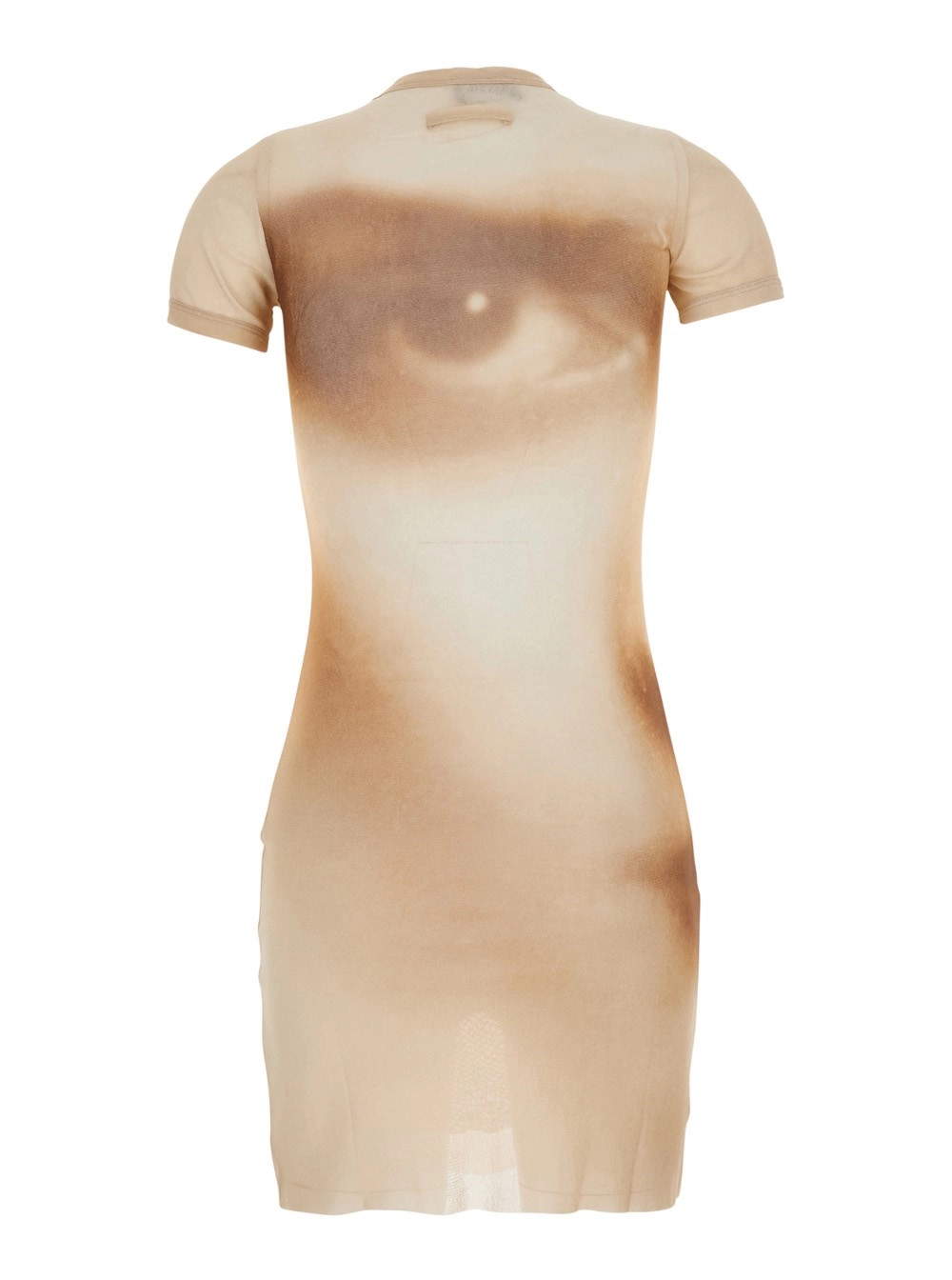 Jean paul gaultier Abito corto con stampa 'Face' in Tessuto Tecnico Beige Donna, view 2