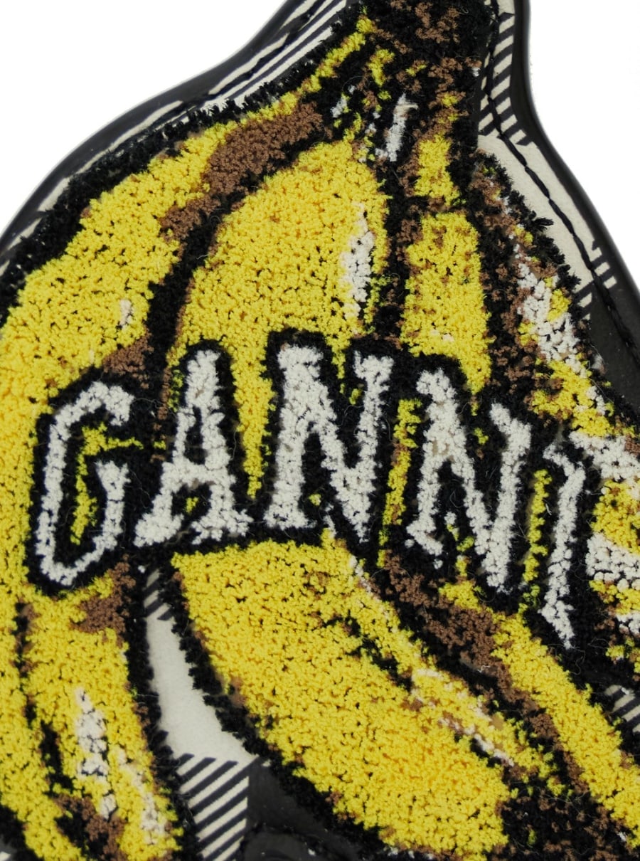 Ganni Portachiavi a Forma di Casco di Banane con Logo Lettering sul Fronte in Pelle e Tessuto Tecnico Multicolor Donna, view 3