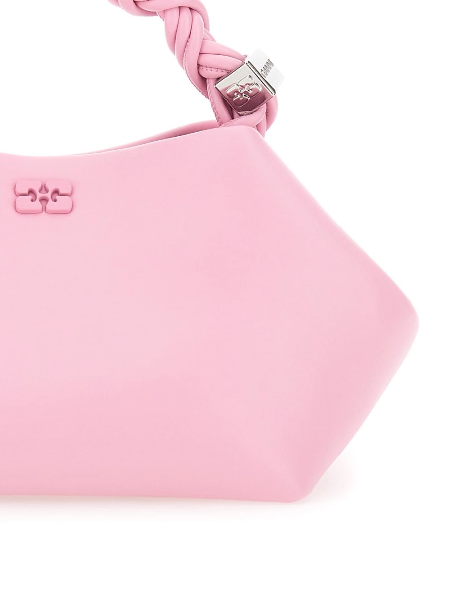 Ganni Borsa a Mano 'Bou' con Manico Intrecciato e Placca Butterfly sul Fronte in Misto Pelle Rosa Donna, view 5