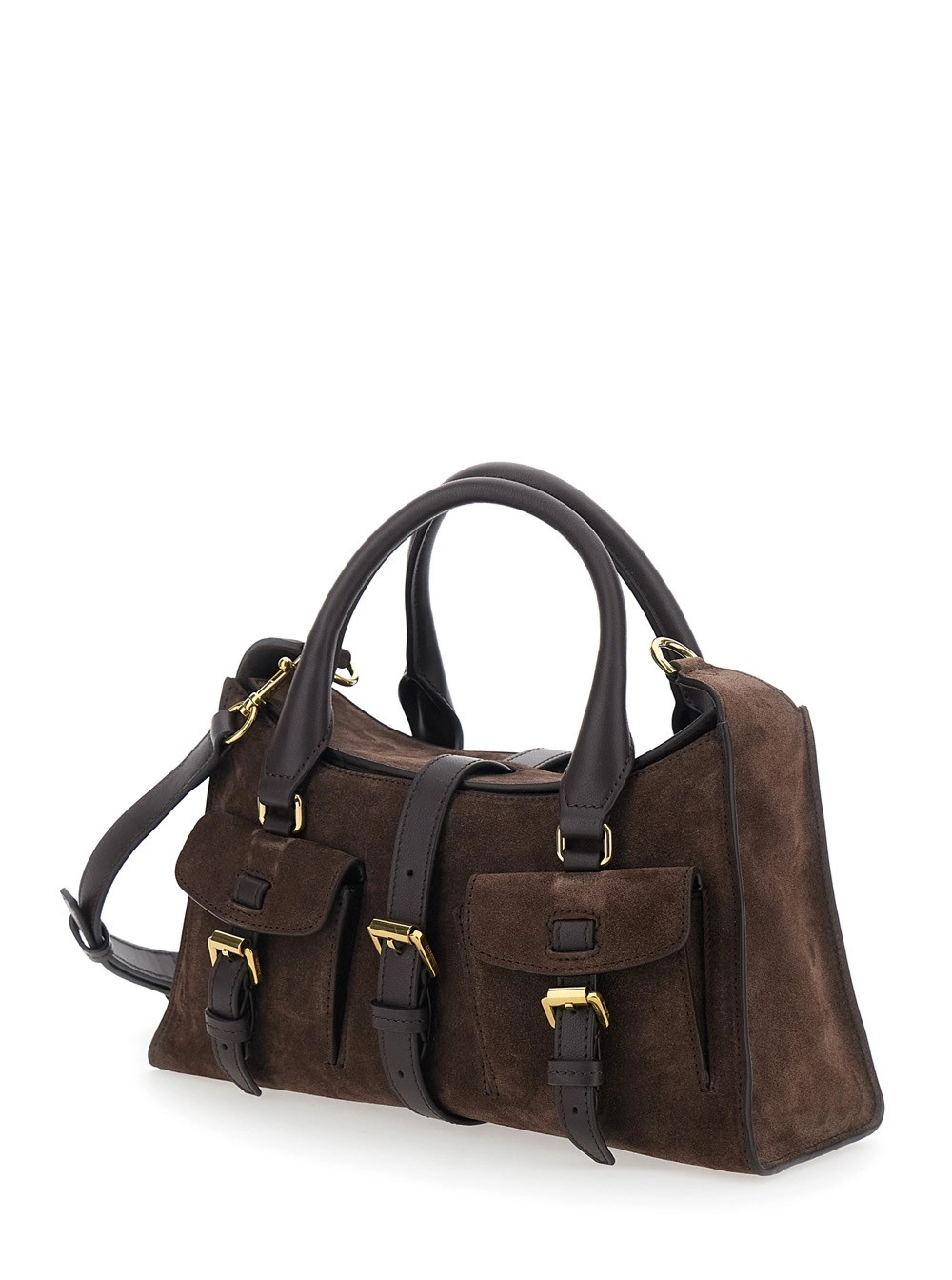 Mulberry Borsa a Mano 'Roxanne' Piccola con Tracolla Regolabile e Removibile e Due Tasche sul Fronte in Pelle Scamosciata Marrone Donna, view 2