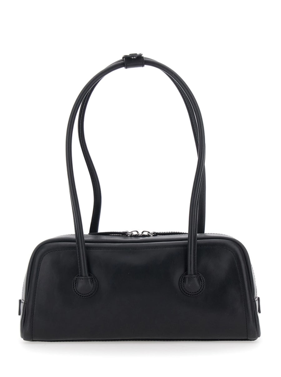 Margesherwood Borsa a Spalla 'Soft Boston Ew' con Due Manici Superiori e Logo Lettering sul Fronte in Pelle Nera Donna, view 4