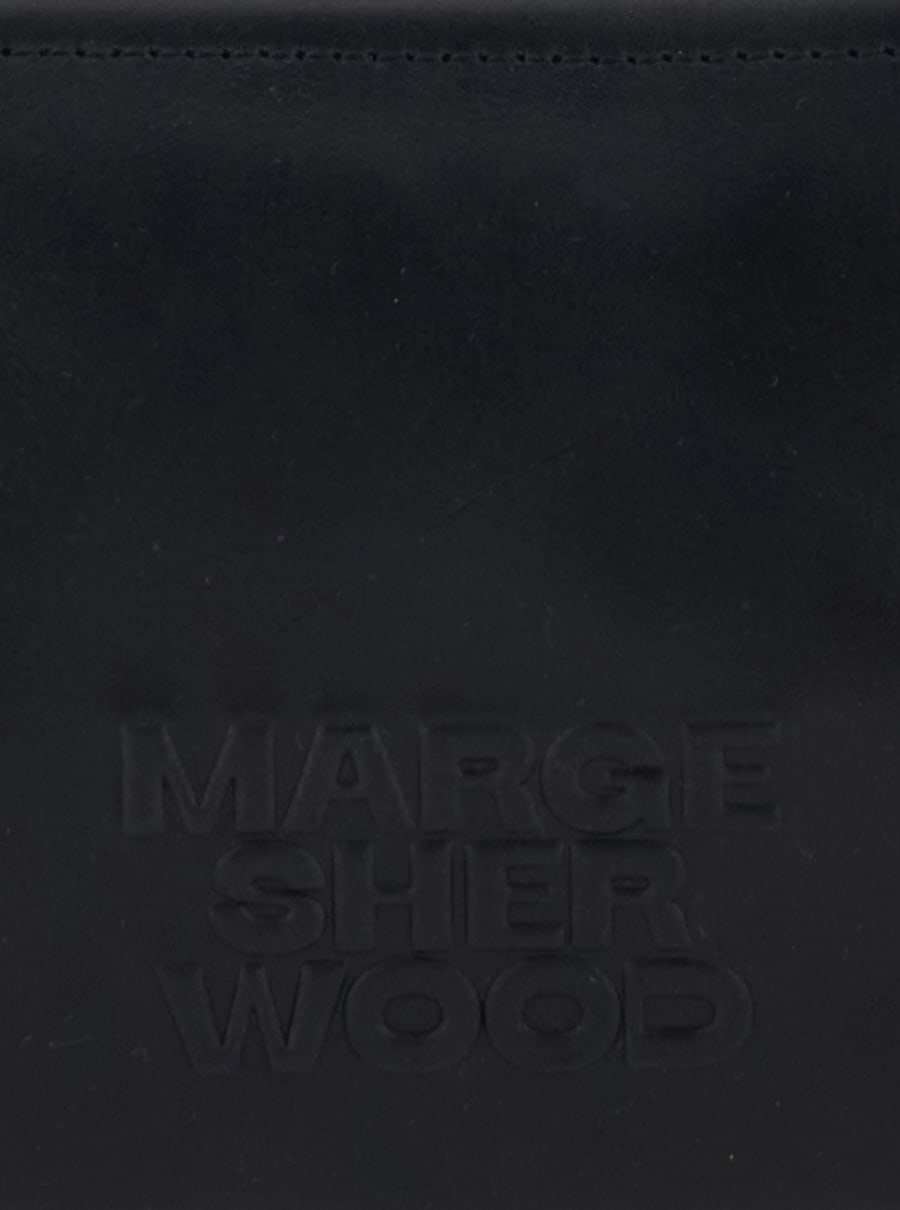 Margesherwood Borsa a Spalla 'Soft Boston Ew' con Due Manici Superiori e Logo Lettering sul Fronte in Pelle Nera Donna, view 5
