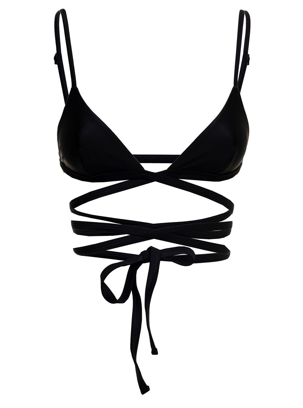 Matteau Top Bikini in Nylon Nero con Lacci Incrociati Matteau Donna