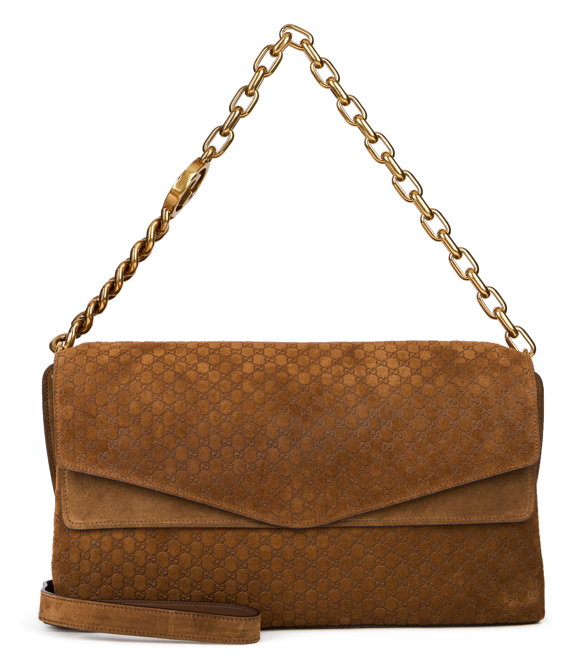 Gucci Borsa a spalla in suede con catena grande