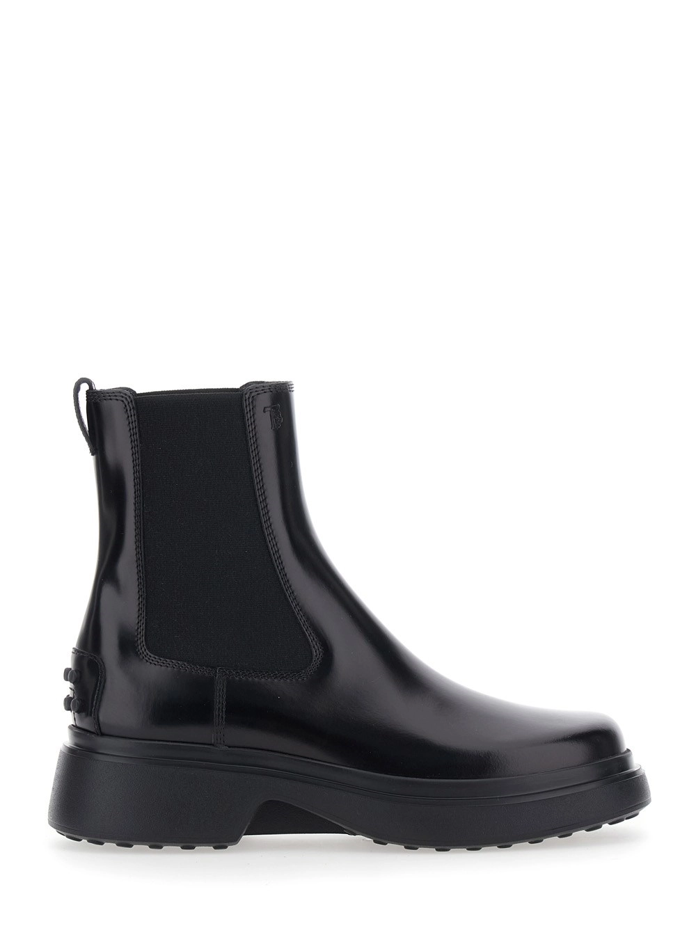 Tod's Stivaletti con Inserti Elasticizzati sul Lato in Misto Pelle Neri Donna