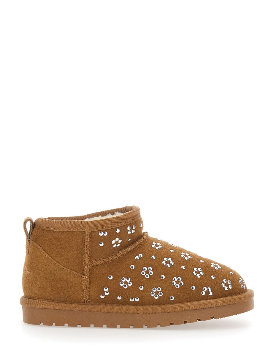 Monnalisa kids Stivaletti con decorazione sul fronte in pelle scamosciata beige bambina