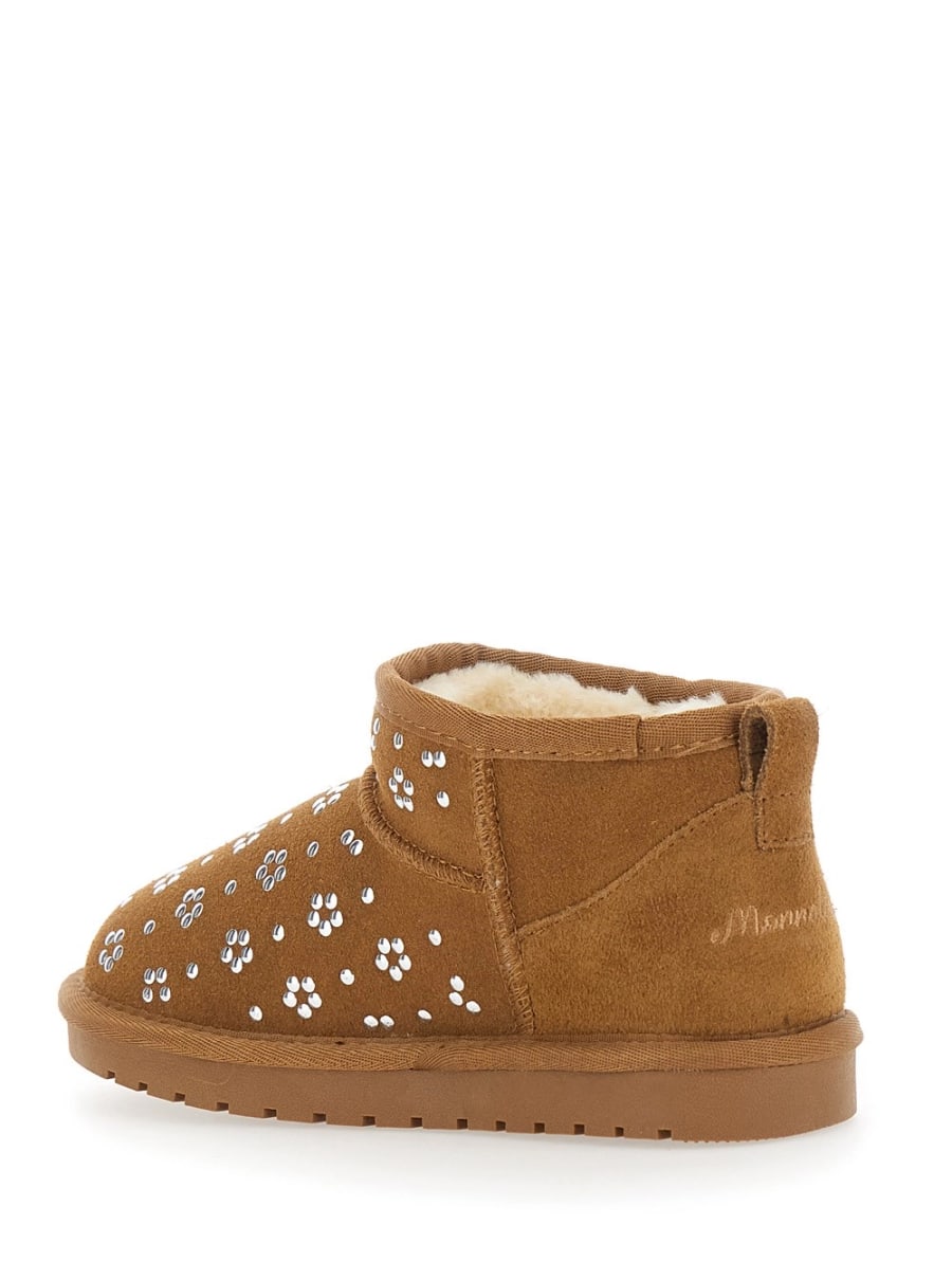 Monnalisa kids Stivaletti con decorazione sul fronte in pelle scamosciata beige bambina, view 3