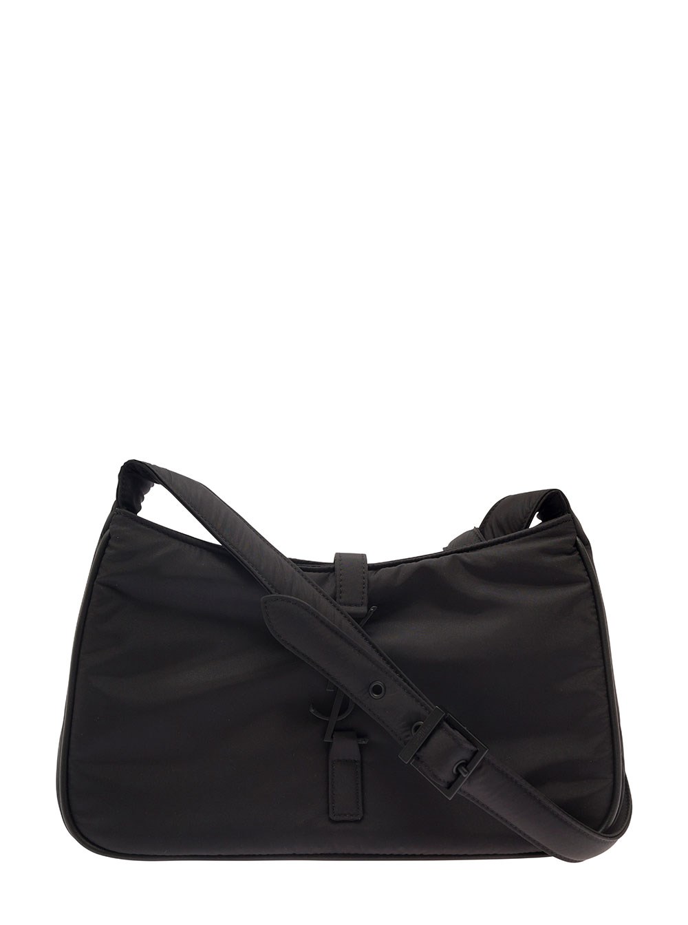 Saint Laurent Borsa a Spalla 'Le 5 à 7' con Chiusura Cassandre in Nylon Riciclato Nero Uomo