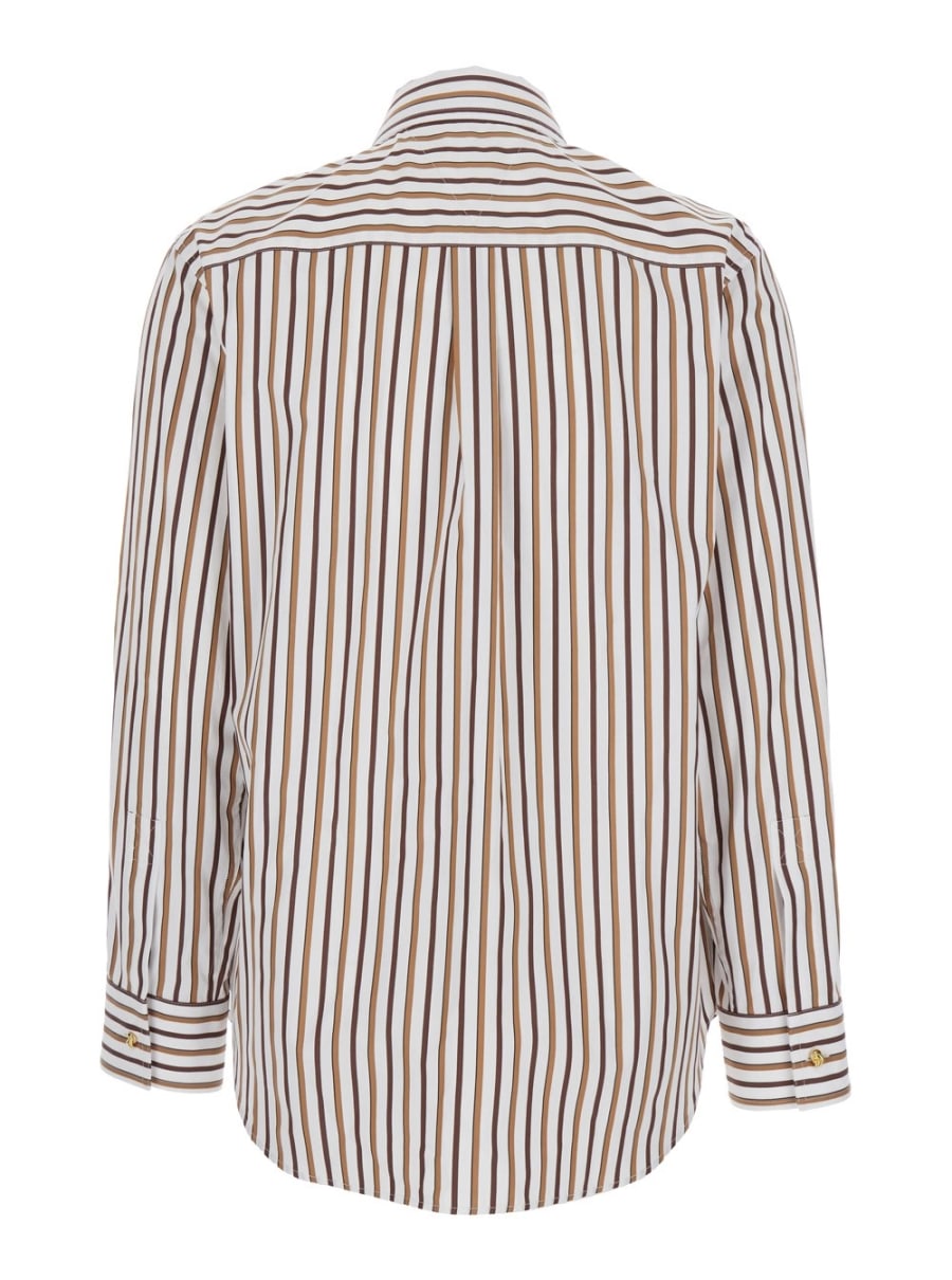 Bottega Veneta Camicia con Colletto Classico e Motivo a Righe All-Over in Cotone Multicolor Donna, view 2