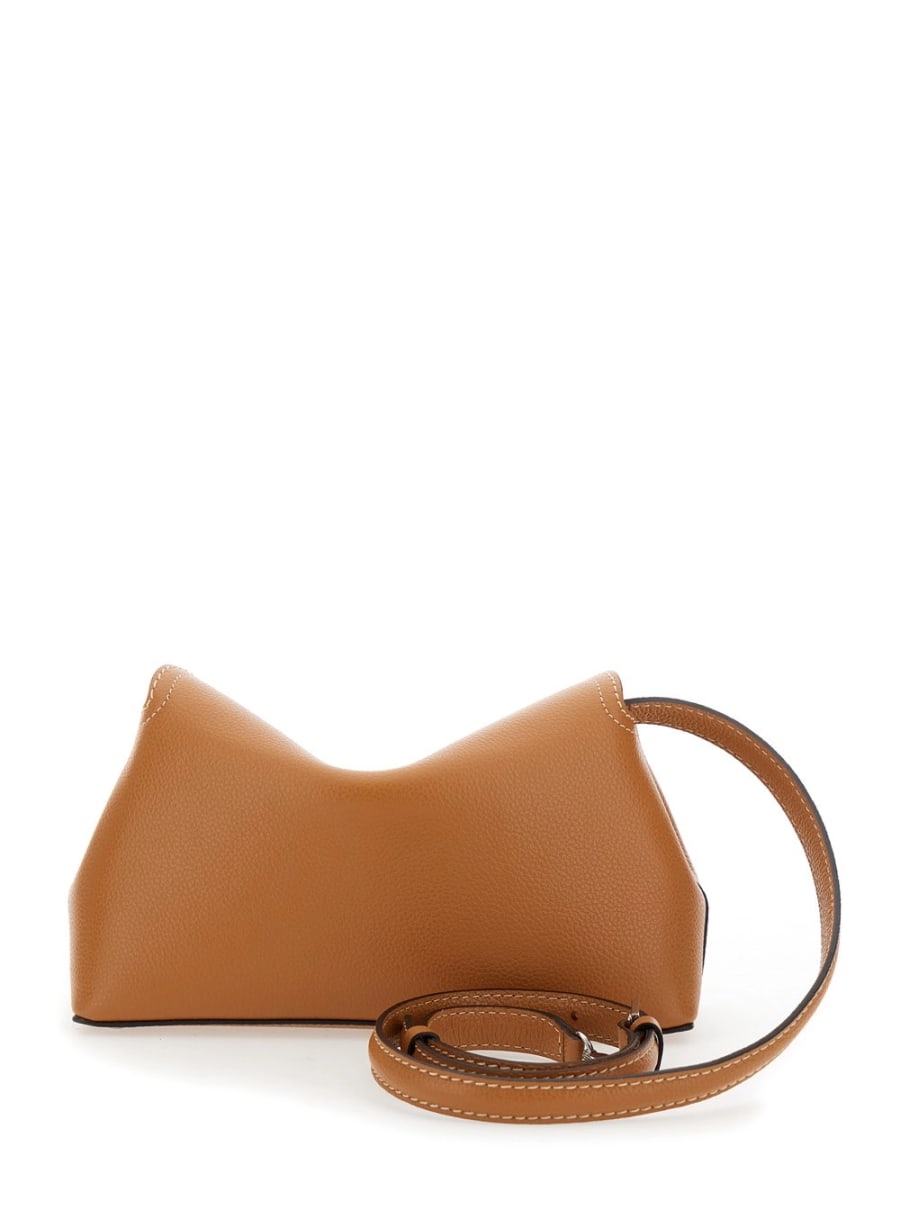 Toteme Borsa a Tracolla 'T-Lock' con Chiusura a T in Pelle Martellata Marrone Donna, view 4