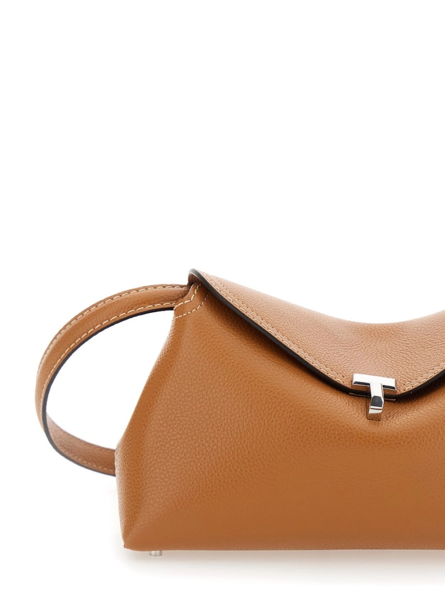 Toteme Borsa a Tracolla 'T-Lock' con Chiusura a T in Pelle Martellata Marrone Donna, view 5