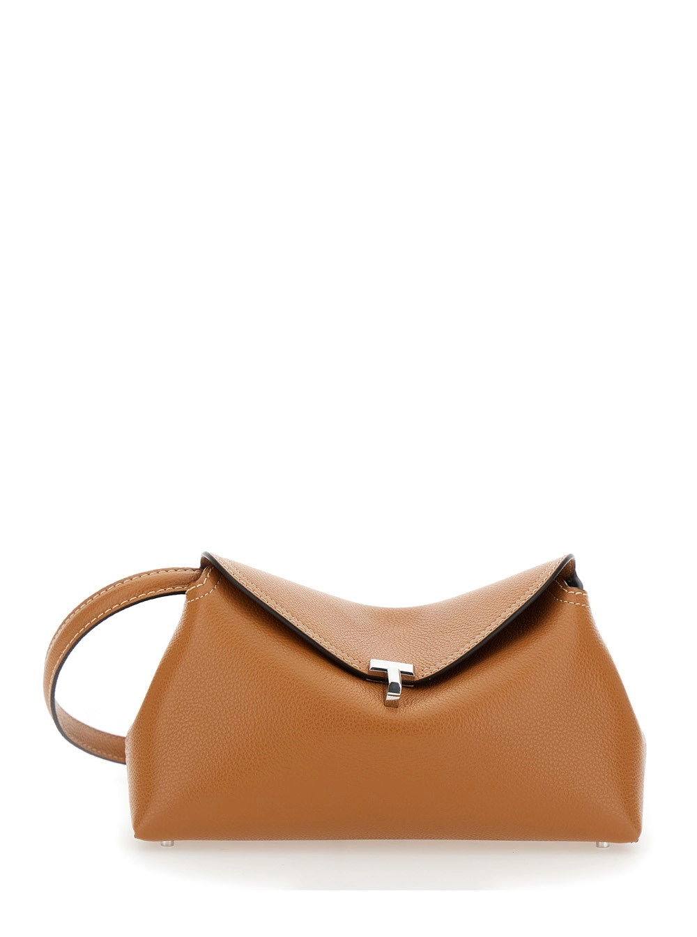 Toteme Borsa a Tracolla 'T-Lock' con Chiusura a T in Pelle Martellata Marrone Donna