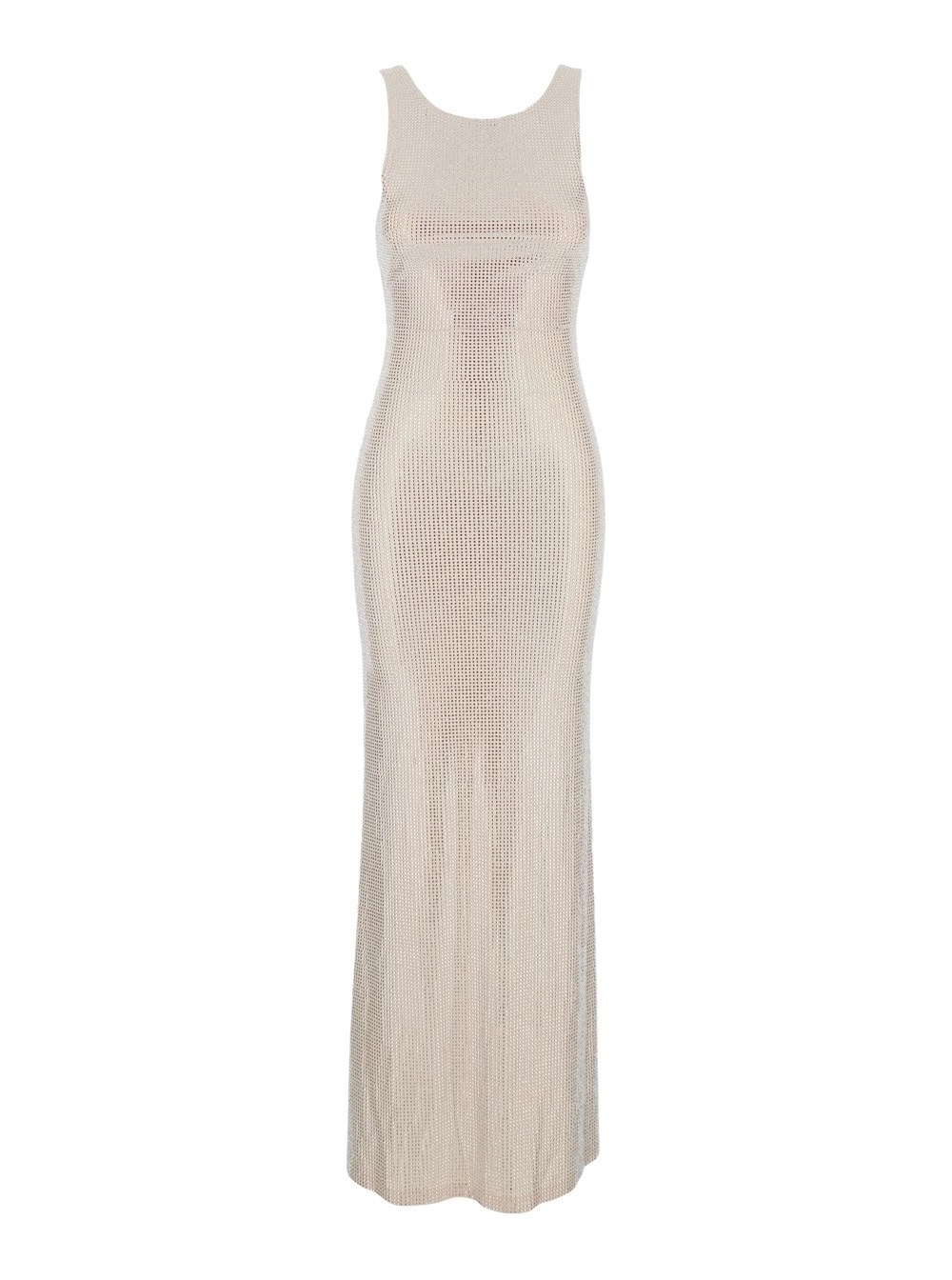 Twenty fourhaitch Abito Lungo 'Helios' Smanicato con Decorazione con Paillettes All-Over in Tessuto Tecnico Rosa Donna