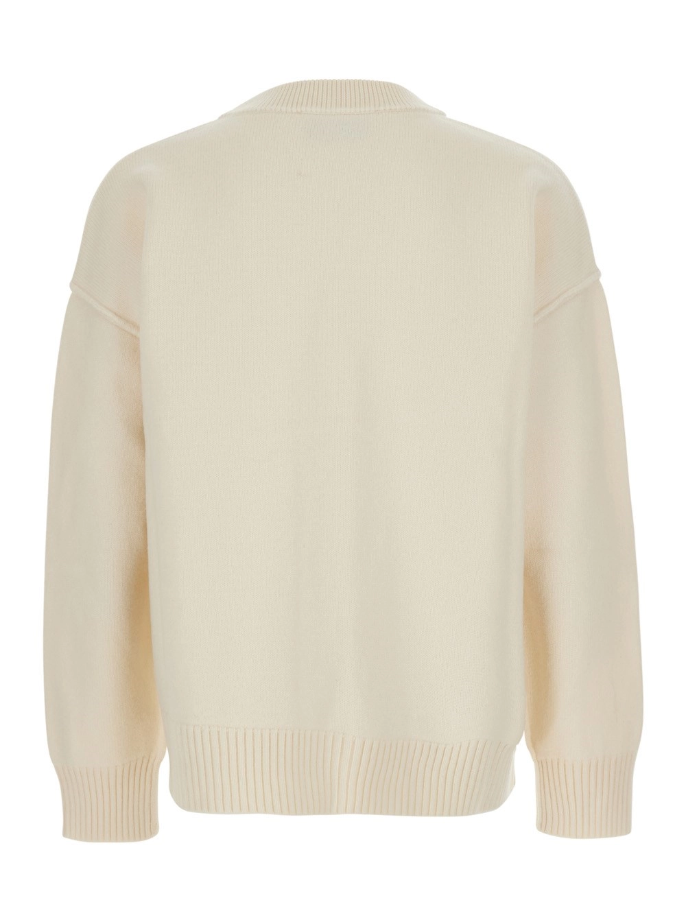 AMI Paris Cardigan con Scollo a V e Ricamo ADC sul Fronte in Lana bianca uomo, view 2