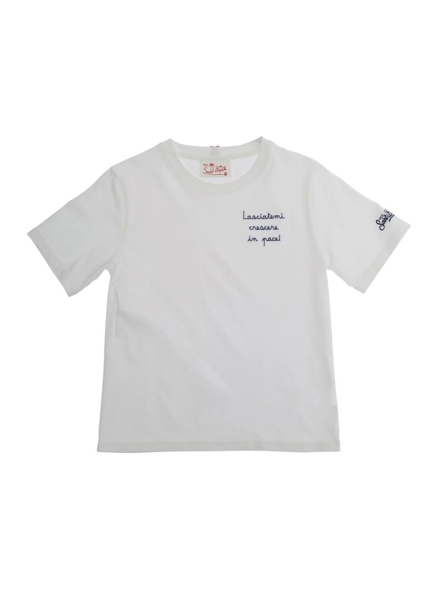 Mc2 saint barth kids T-Shirt 'PORTOFINO JR' con Stampa sul Fronte in Bianco Bambino