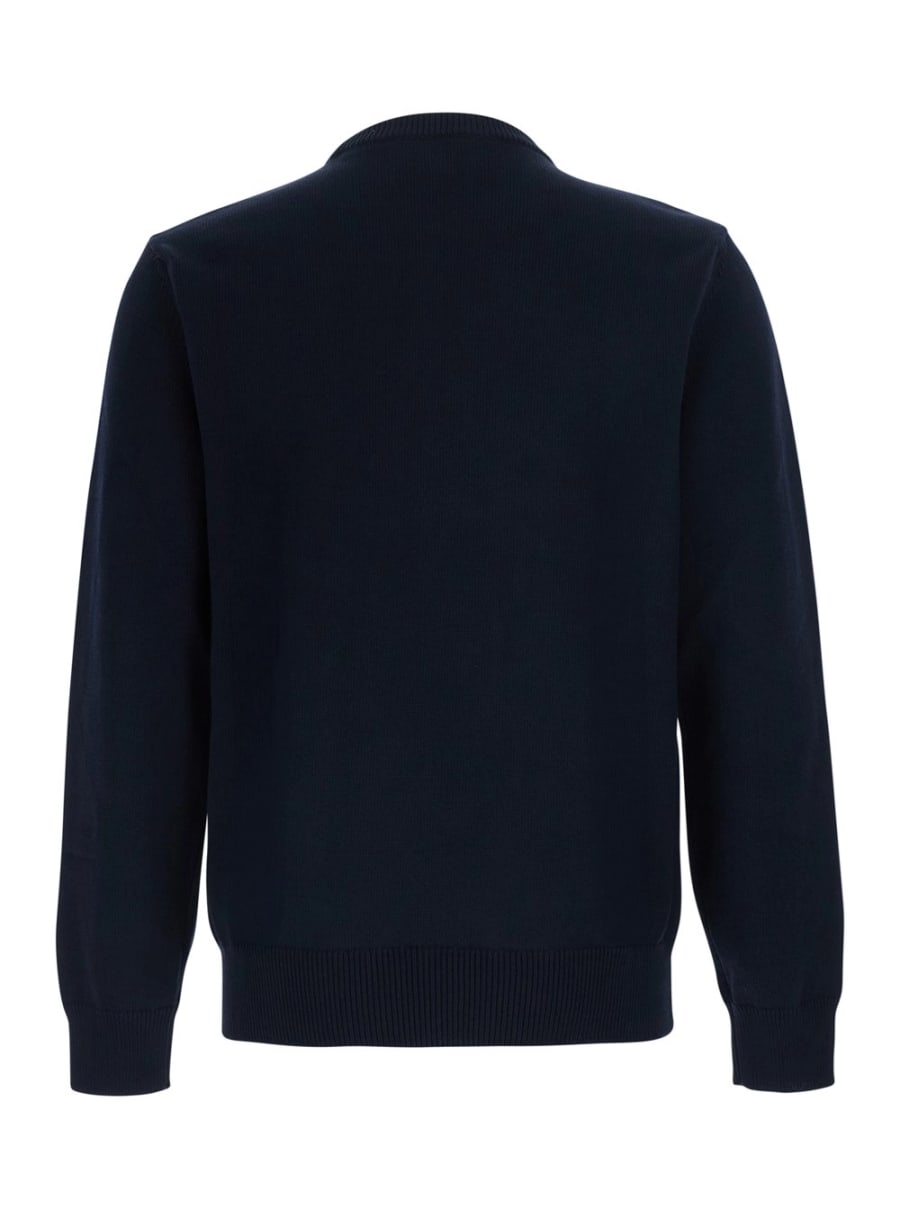 Emporio Armani Maglione Girocollo con Lavorazione a Maglia in Cotone Blu Uomo, view 2