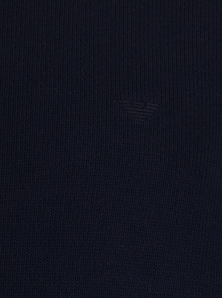 Emporio Armani Maglione Girocollo con Lavorazione a Maglia in Cotone Blu Uomo, view 3