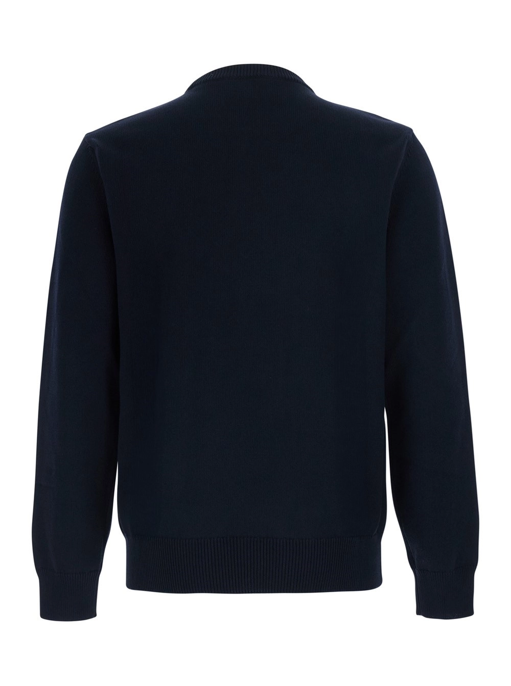 Emporio Armani Maglione Girocollo con Lavorazione a Maglia in Cotone Blu Uomo, view 2