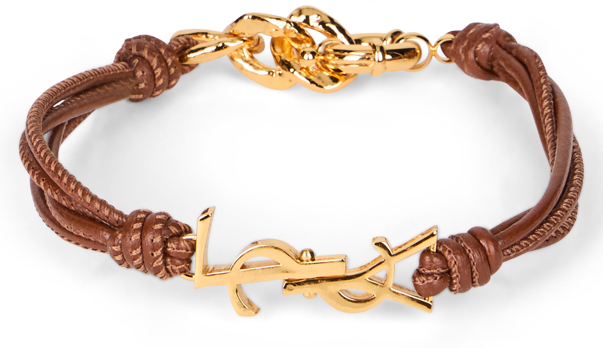 Saint Laurent Bracciale in pelle con logo