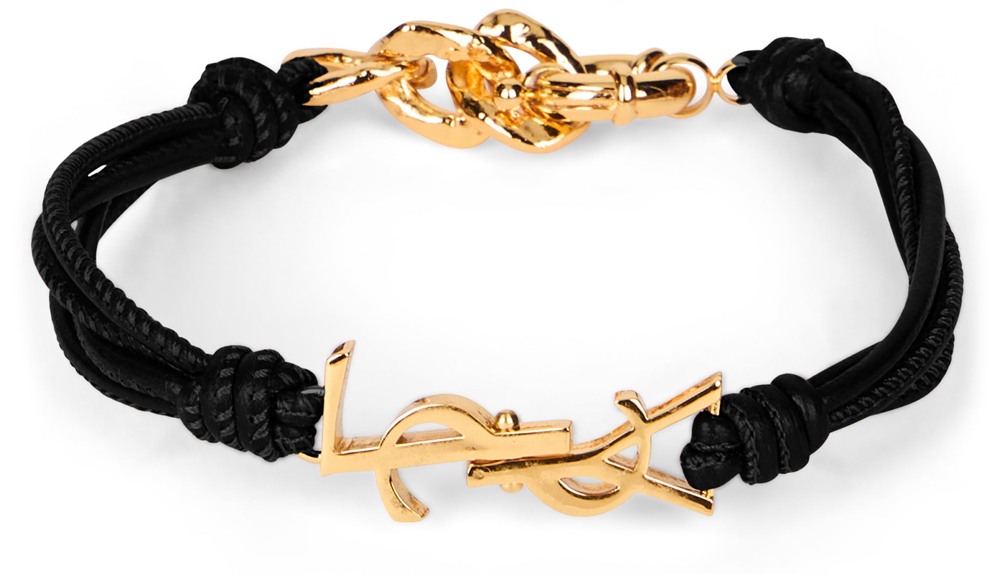 Saint Laurent Bracciale in pelle con logo