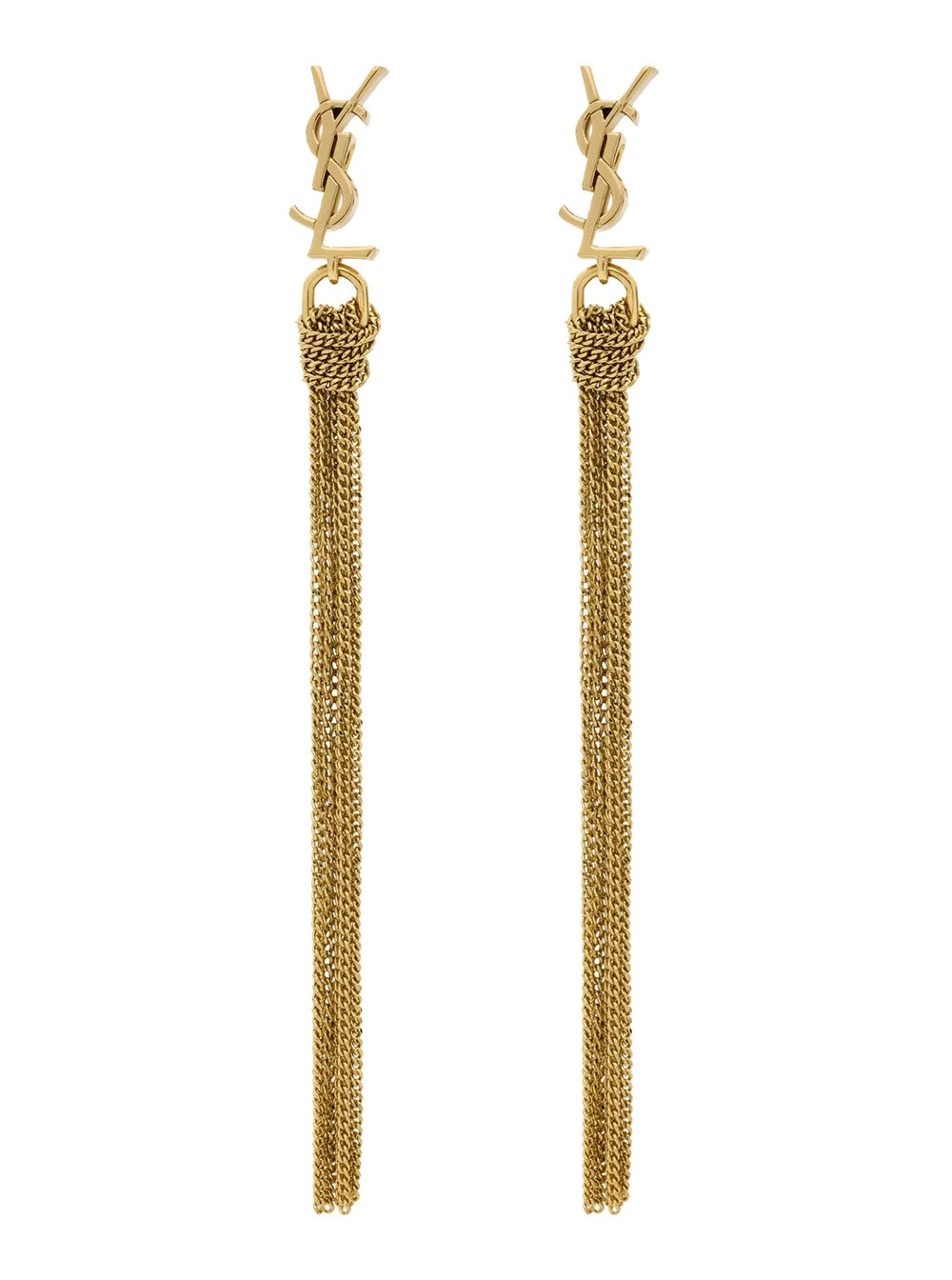 Saint Laurent Orecchini con Nappina e Borchia Cassandre in Ottone Metallici Donna