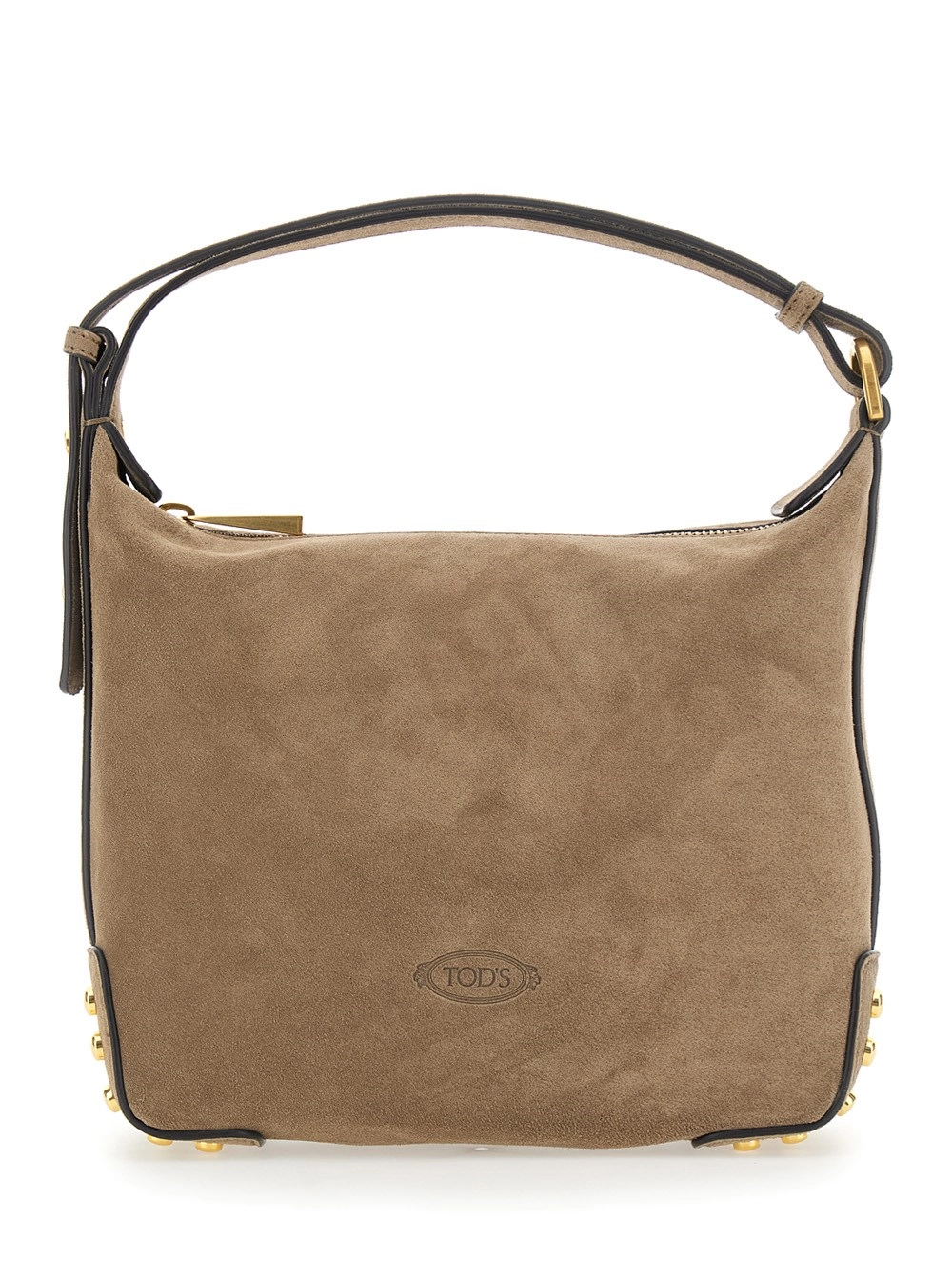 Tod's Borsa a mano con manico superiore e gommino metallico in pelle scamosciata beige donna