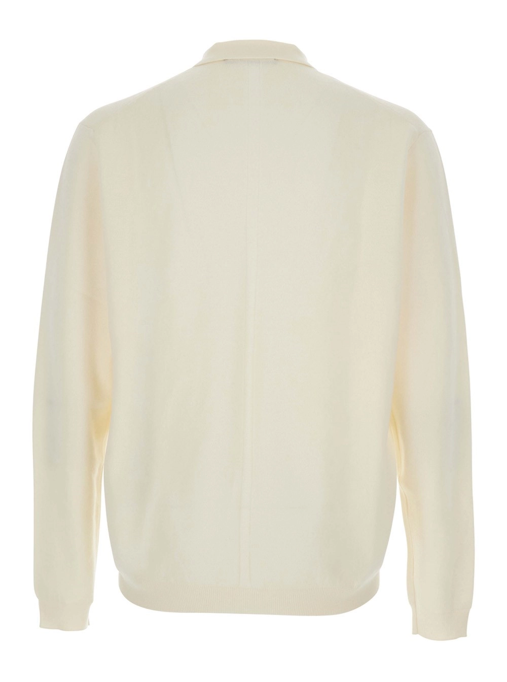 Low brand Maglia con Collo Stile Polo e Maniche Lunghe in Lana Bianca Uomo, view 2