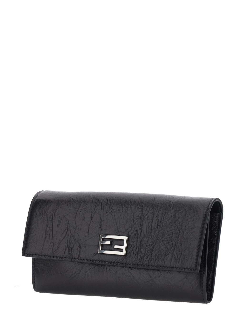 Fendi Borsa a Tracolla con tracolla a catena e placca FF sul fronte in pelle nera donna, view 2