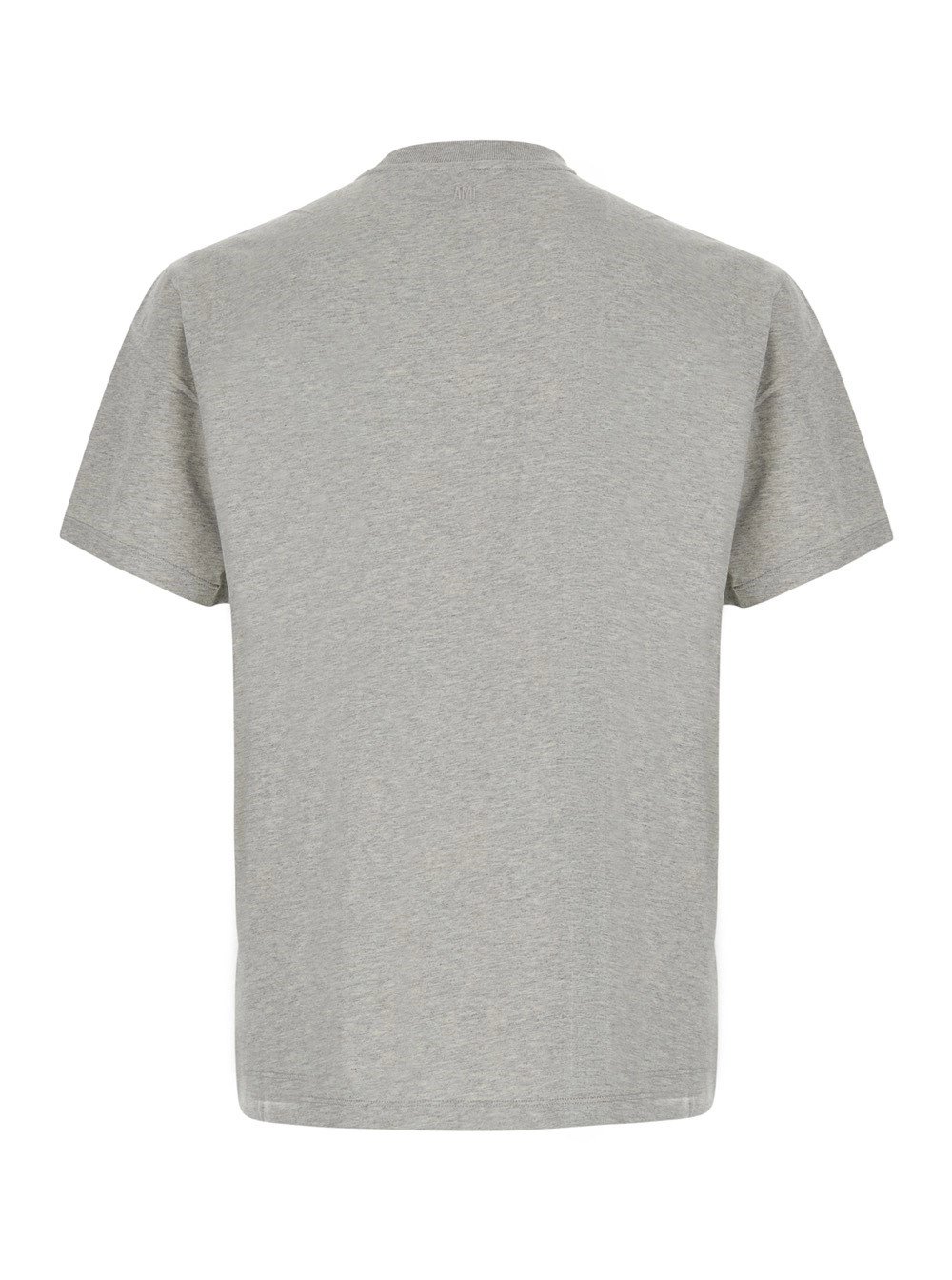 AMI Paris T-Shirt Girocollo con Ricamo ADC sul Fronte in Cotone Grigia Uomo, view 2
