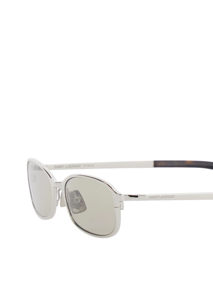 Saint Laurent Occhiali da Sole '934' con logo lettering sulle aste in acetato metallici donna, view 3