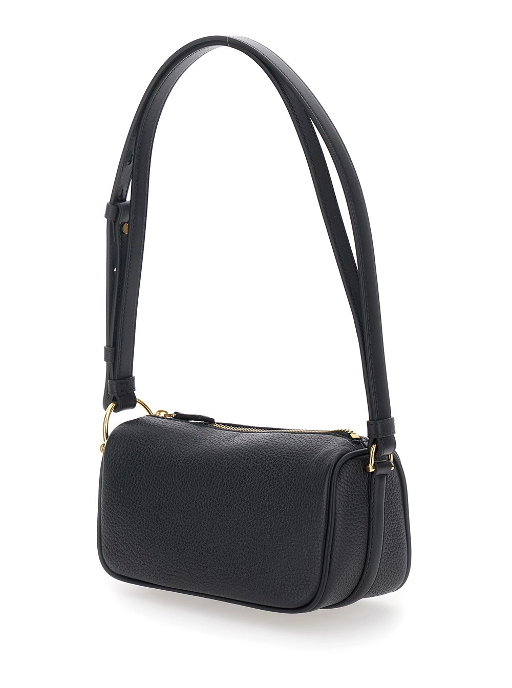 Gucci Borsa Mini 'Half Horsebit' con Mezzo Morsetto e Tracolla Regolabile e Removibile in Pelle Martellata Nera Donna, view 2