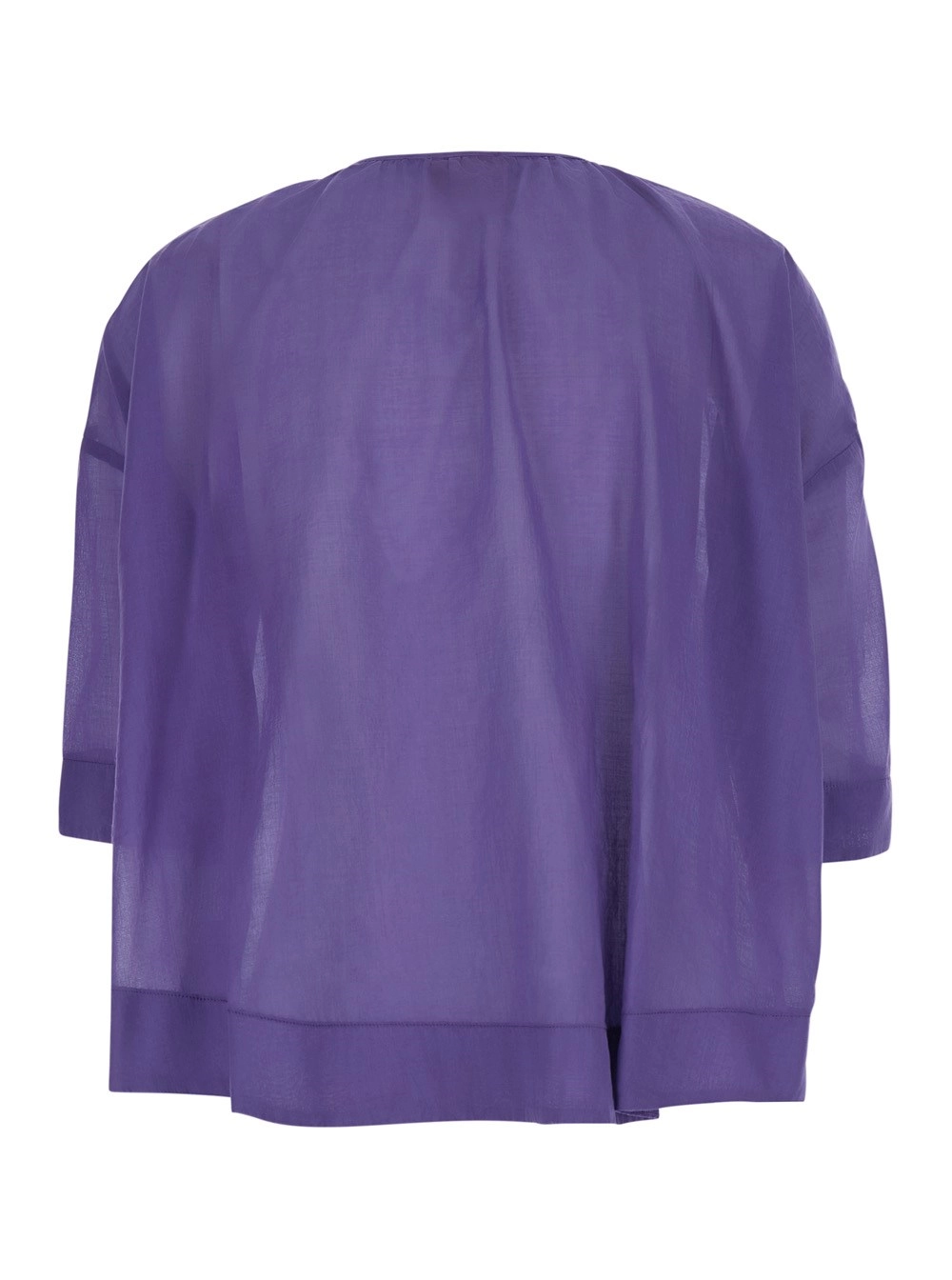 Merci Blusa con scollo rotondo e dettaglio con fiocco sul fronte in tessuto viola donna, view 2