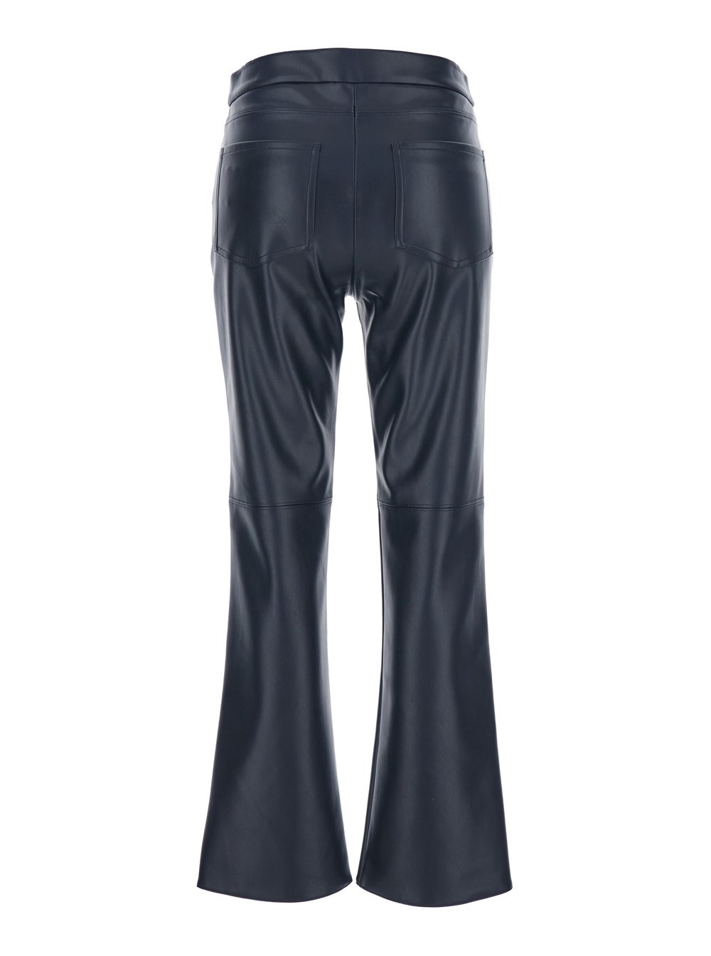 'S Max Mara Pantalone 'Sublime' con Gamba Flared in Eco Pelle Blu Scuro Donna, view 2