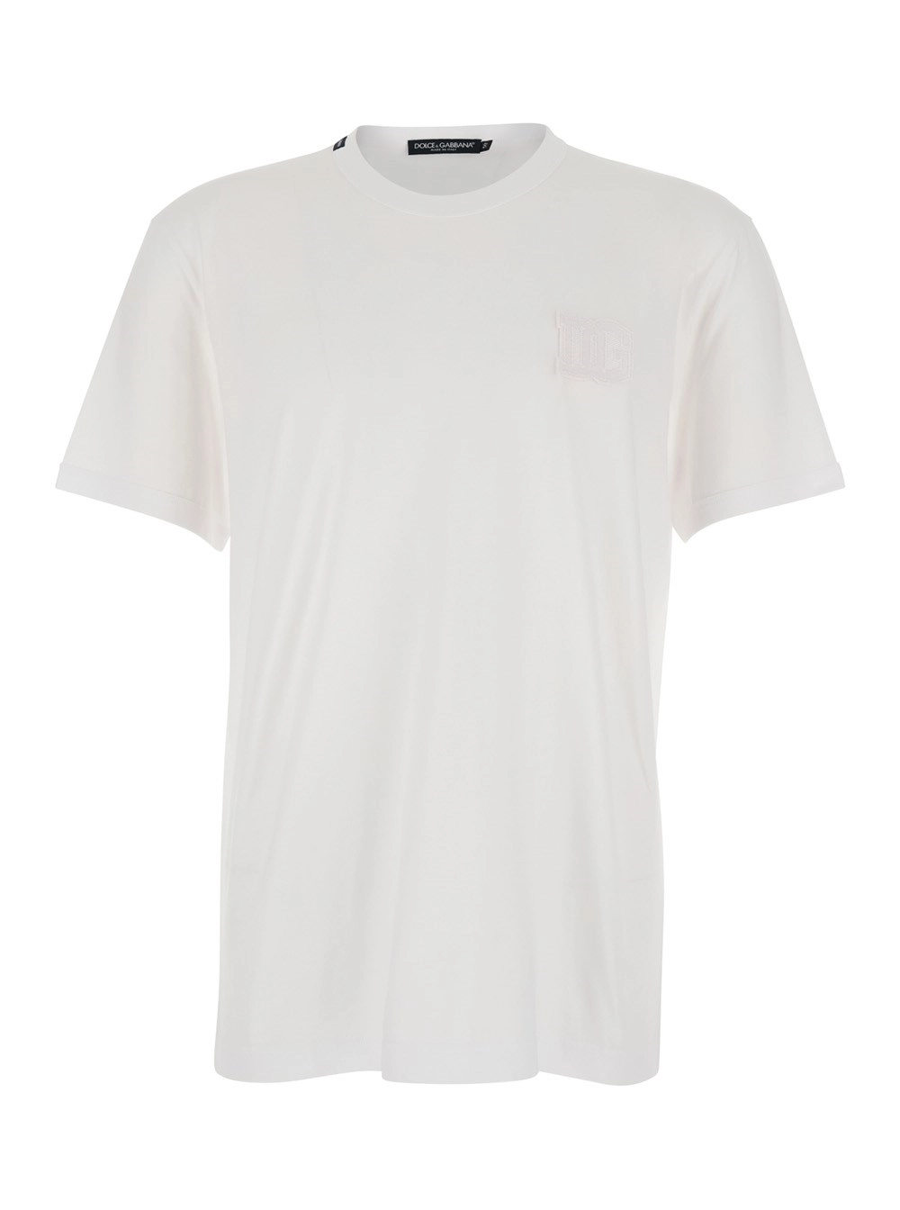 Dolce & Gabbana T-shirt con Logo DG in Cotone Bianca Uomo